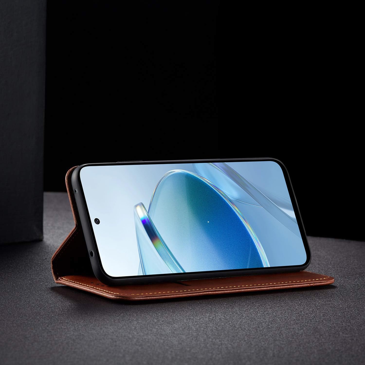 Pikkme Redmi 12 4G Prime Premium Leather Magnetic Flip Cover (Brown)