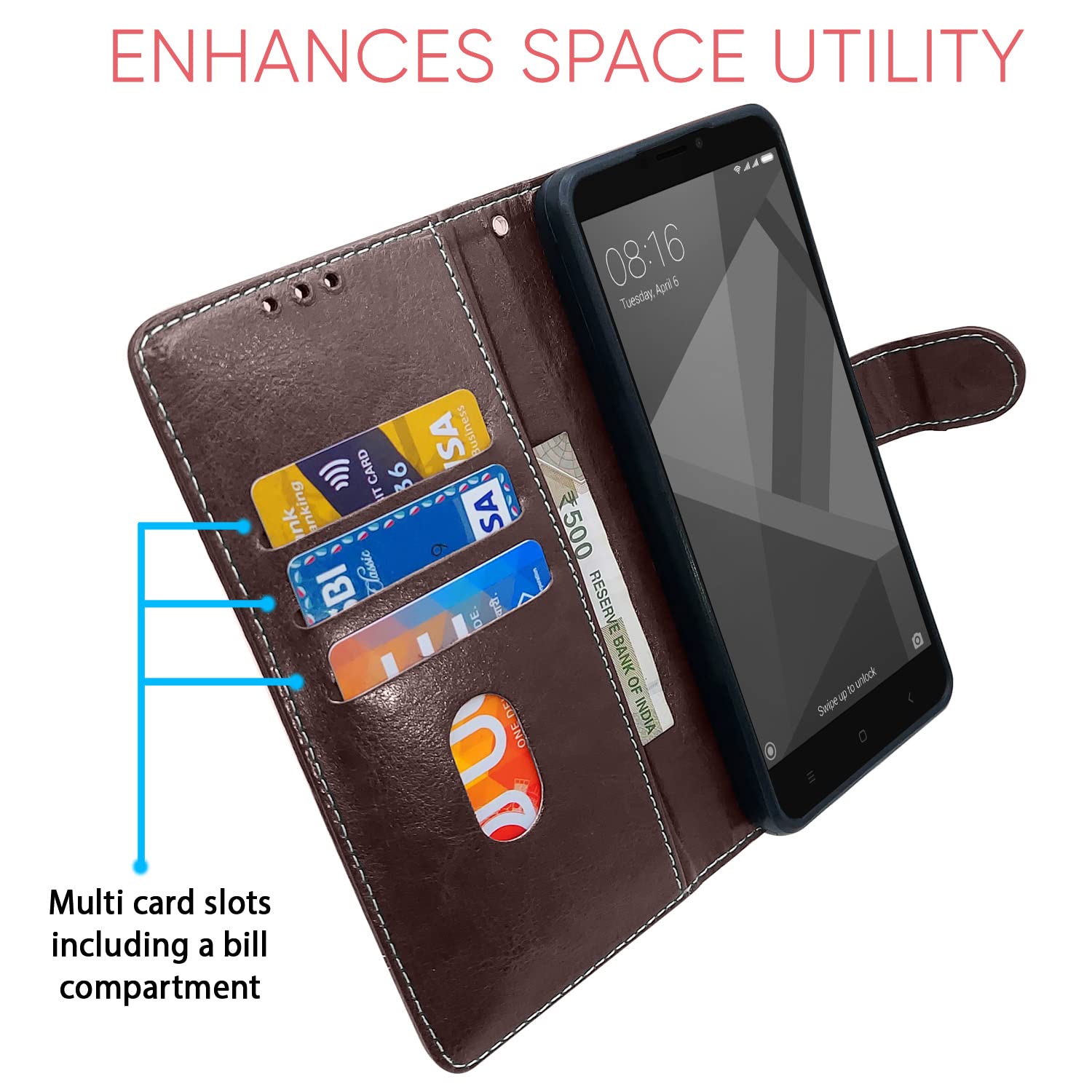 Coffee & brown mobile flip cover for Redmi 4 – Pikkme – photo 3