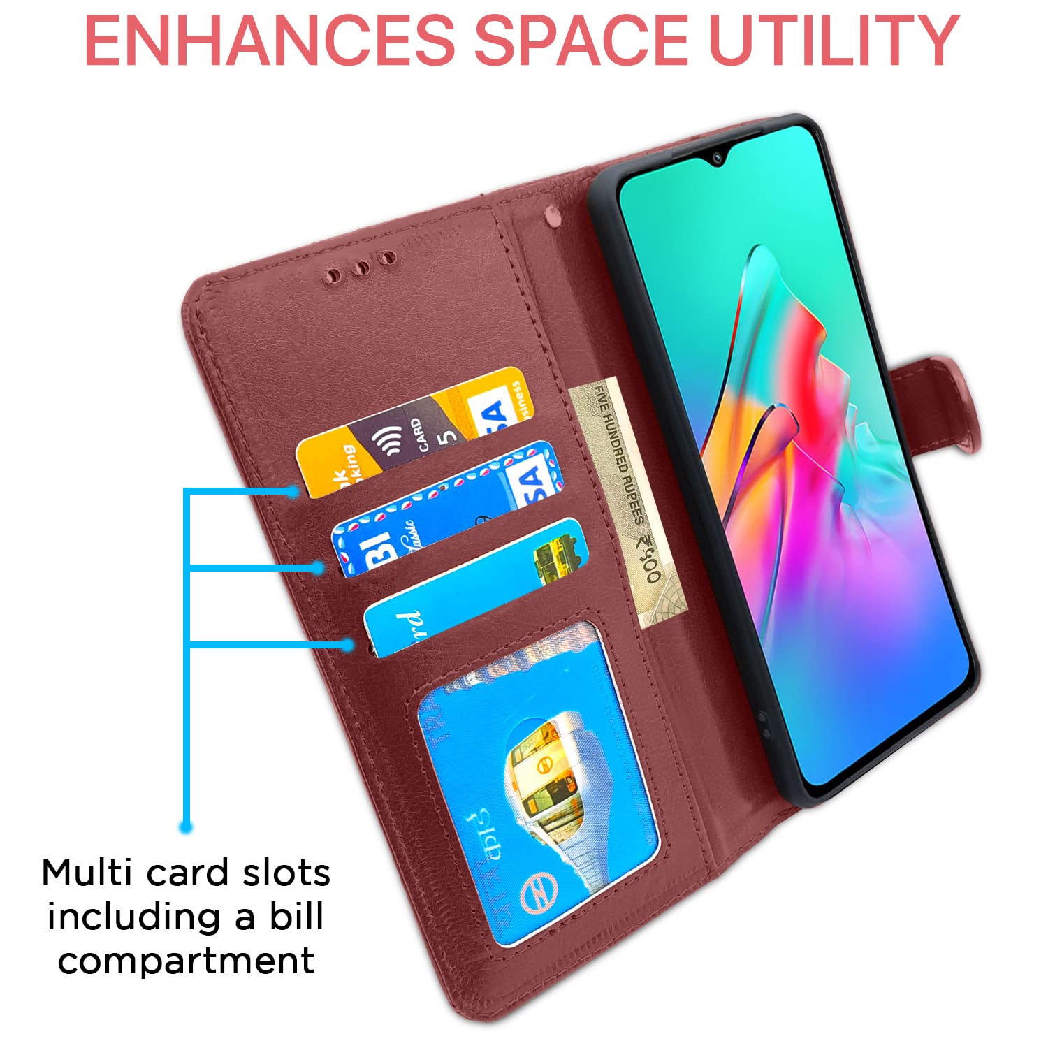 Pikkme Infinix Smart 5 Magnetic brown flip case – photo 3