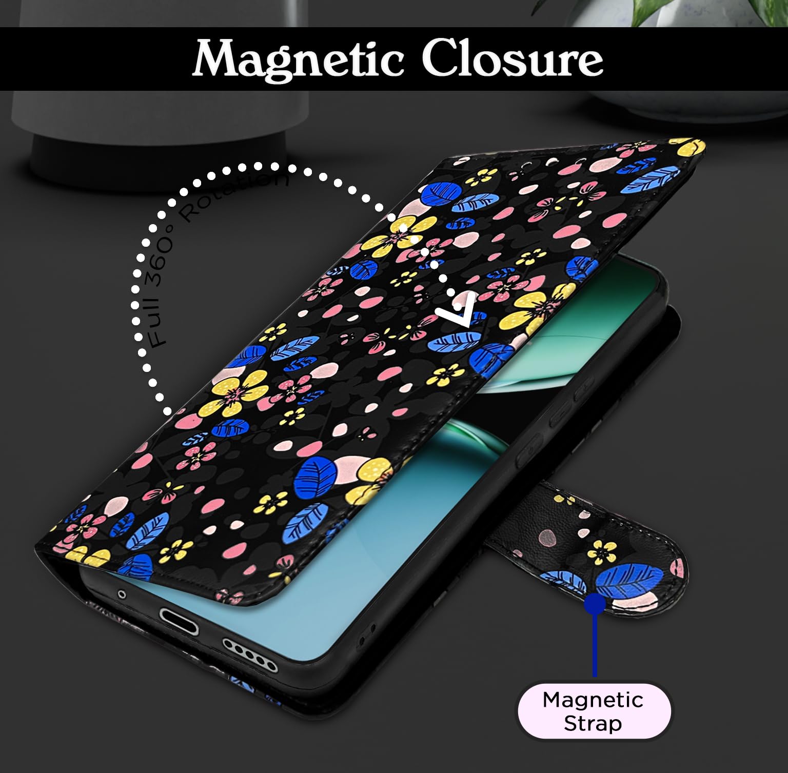 Black flower flip cover for OnePlus Nord 4 5G – Pikkme – photo 6