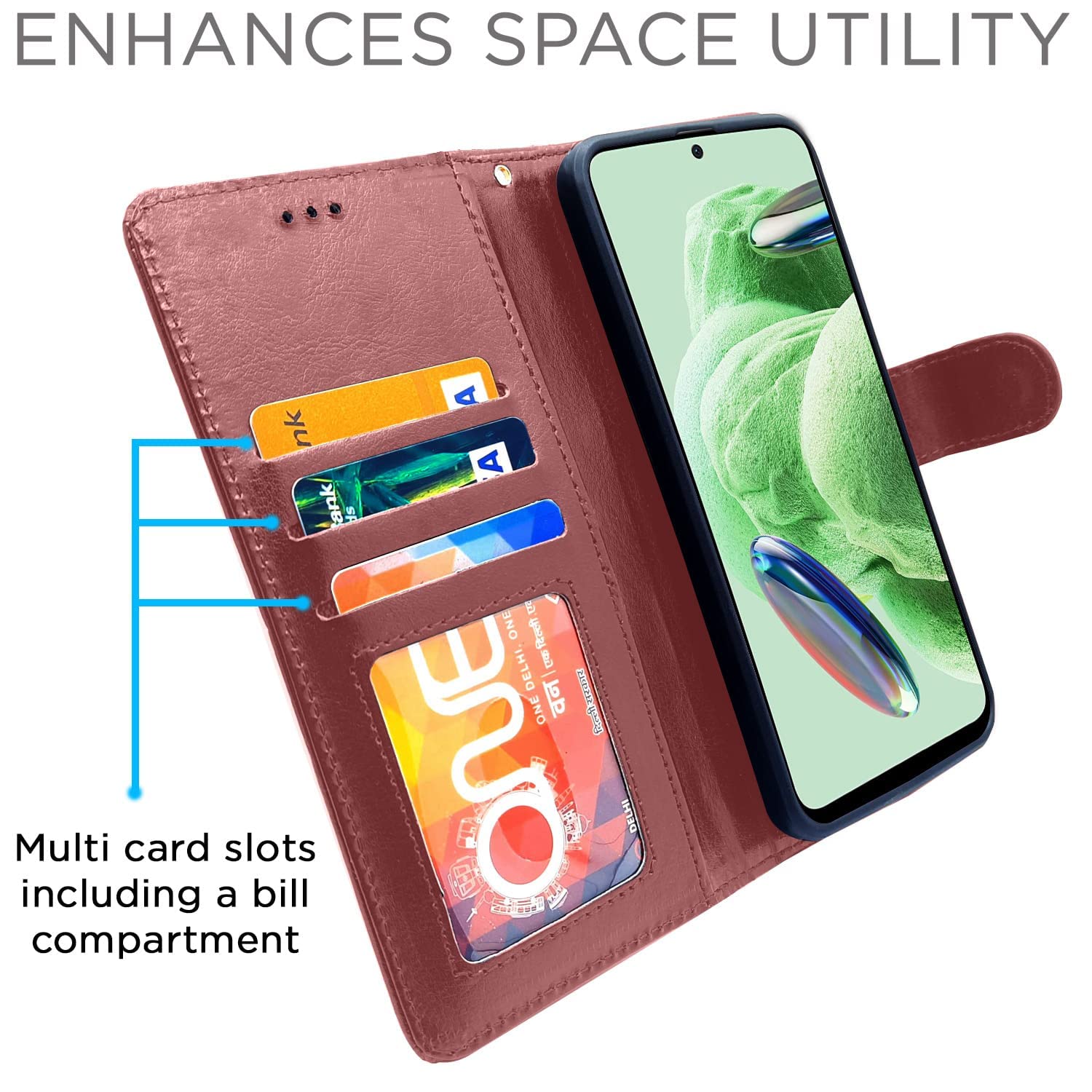 Pikkme Poco X5/Redmi Note 12 5G brown flip case – photo 3