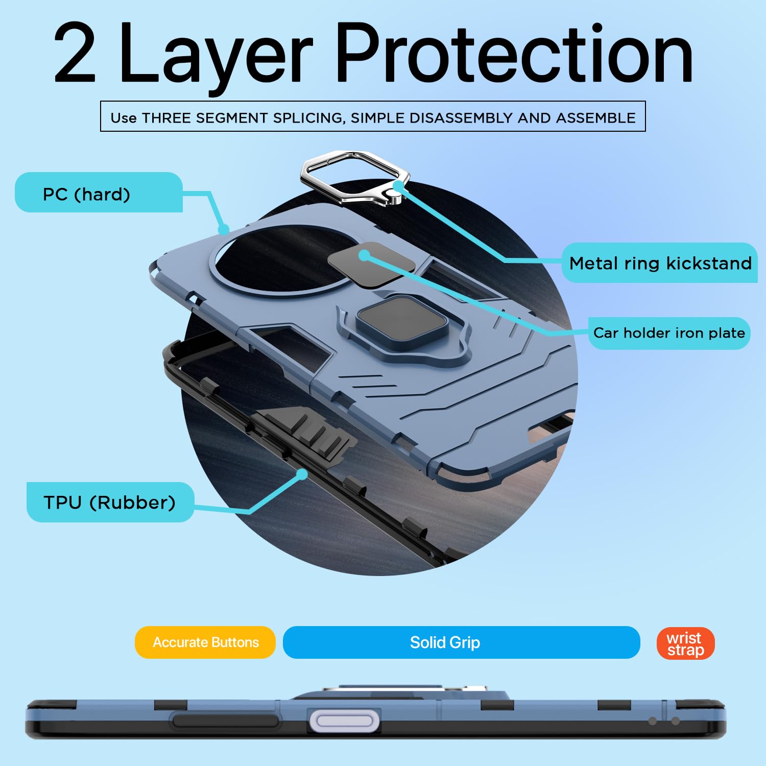 Realme Narzo 70x 5G/N65/13/12/12X 5G/C65 Tough Armor phone cover in blue by Pikkme – photo 2
