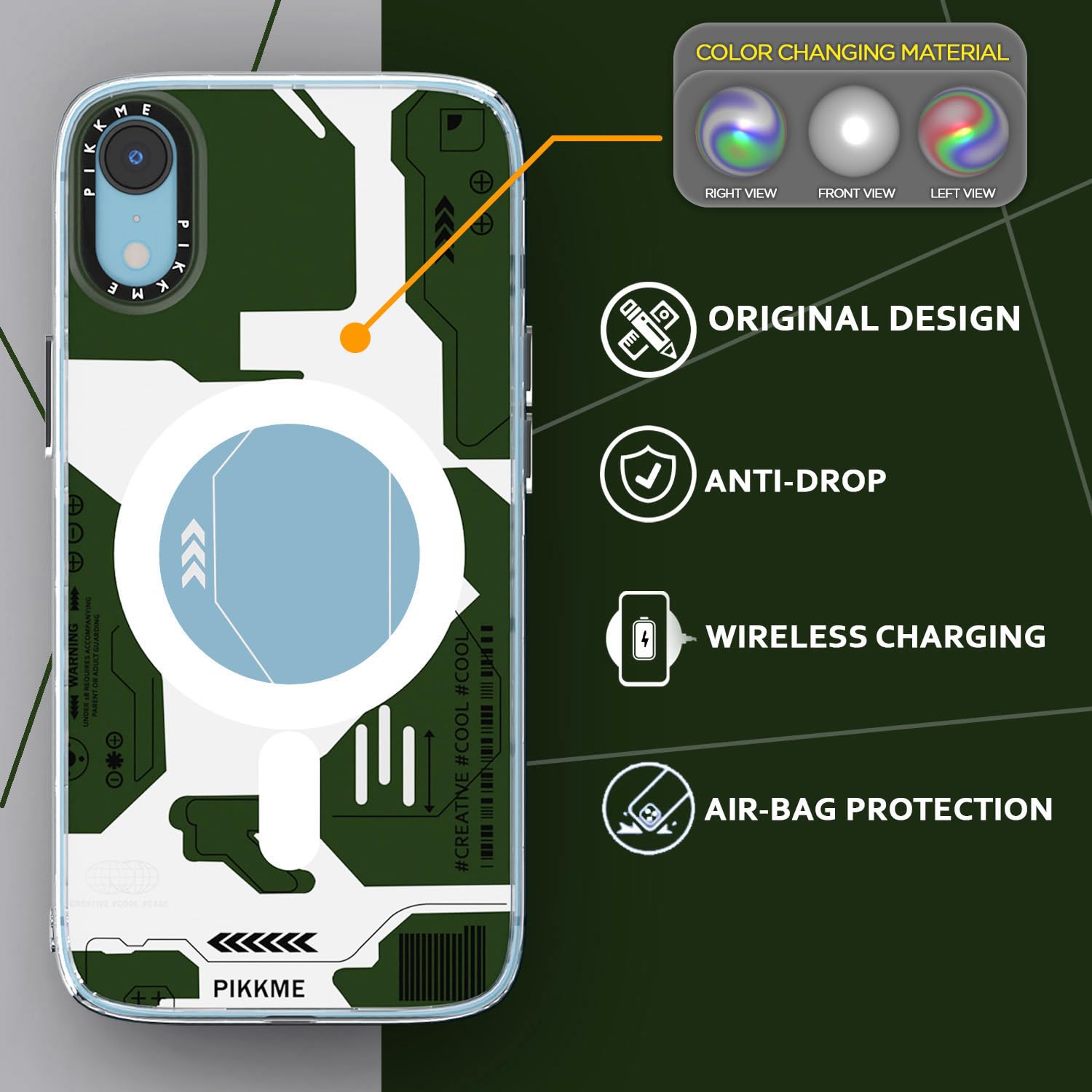 Pikkme iPhone XR Printmagsafe Back Cover (Green)