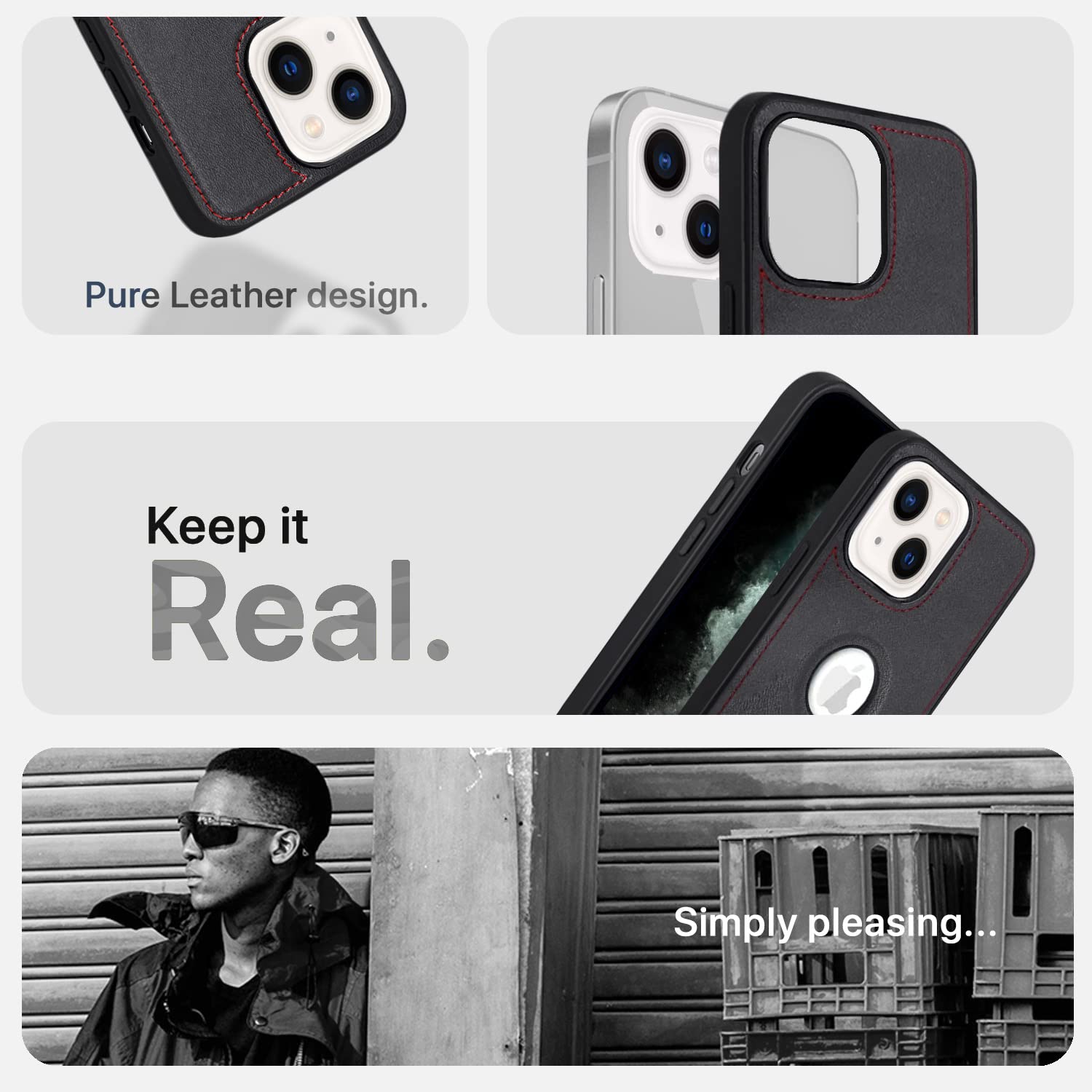 Pikkme iPhone 13 Luxe Series Velvet Inner Finish with PU Leather Back Case (Black)