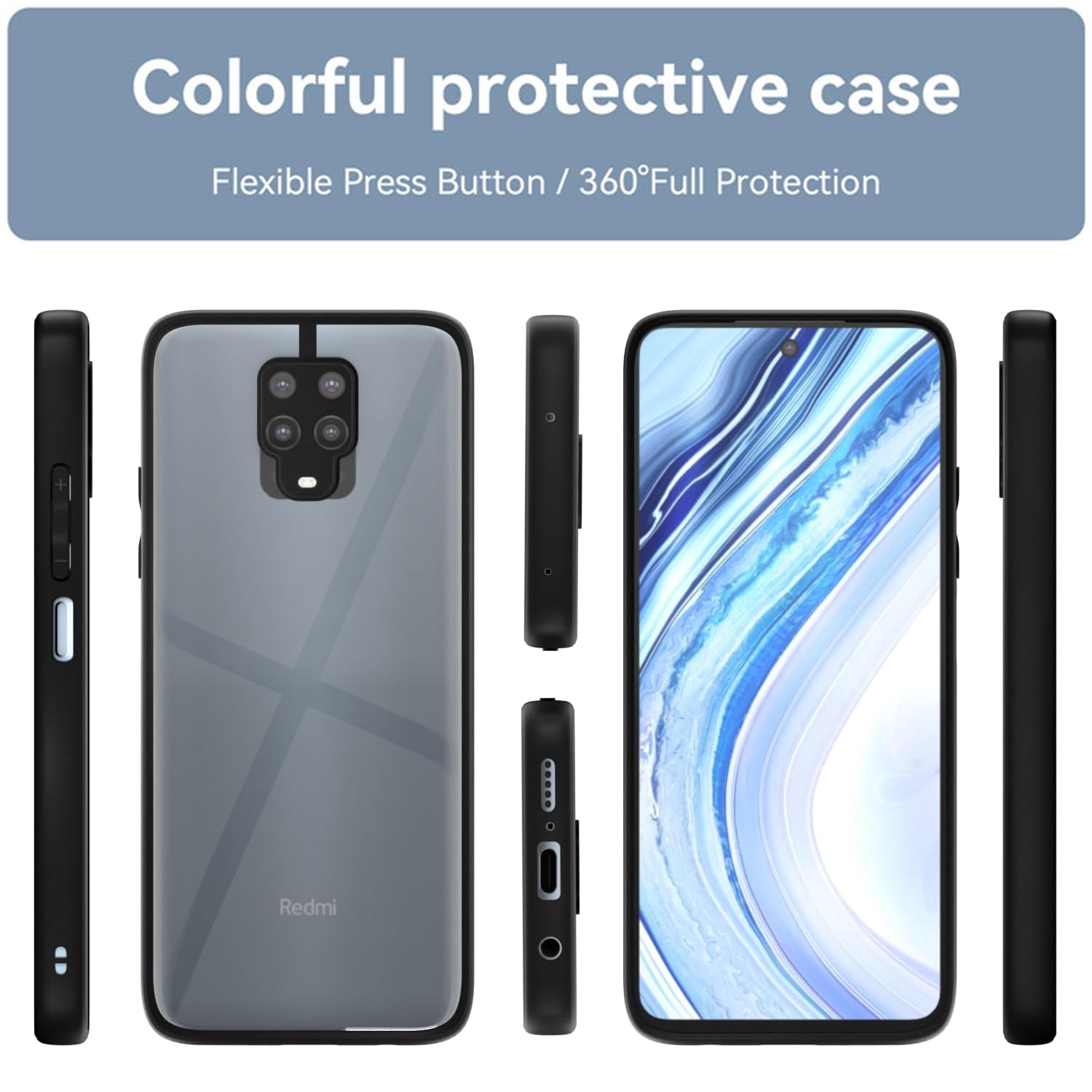 Black back cover for Redmi Note 9 Pro/Note 9 Pro Max/Note 10 Lite – Pikkme – photo 2