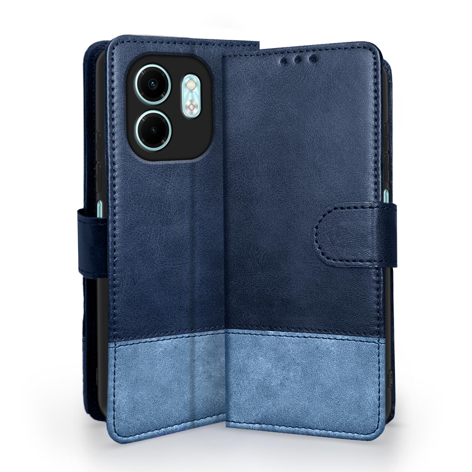 Infinix Smart 9 Magnetic mobile flip cover in navy & light blue by Pikkme