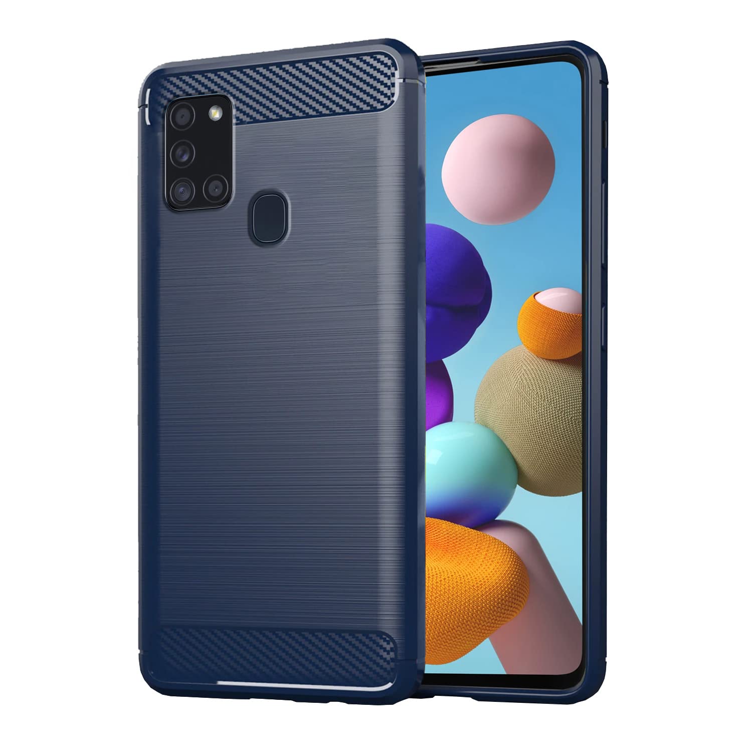 Samsung Galaxy A21s Hybrid Carbon Fiber Back Cover - Blue