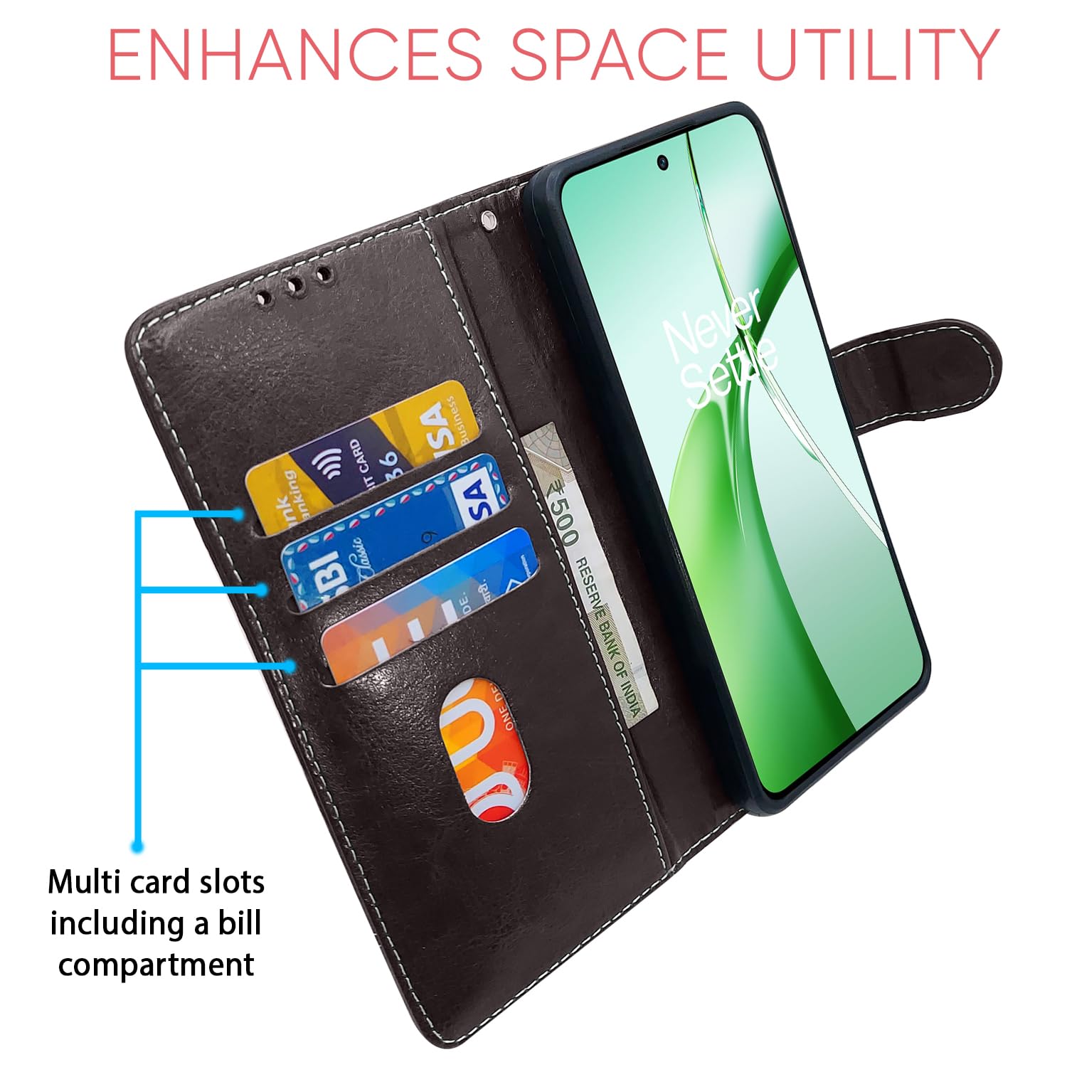 Pikkme OnePlus Nord Ce 4 5GContrast Flip Cover (Coffee)