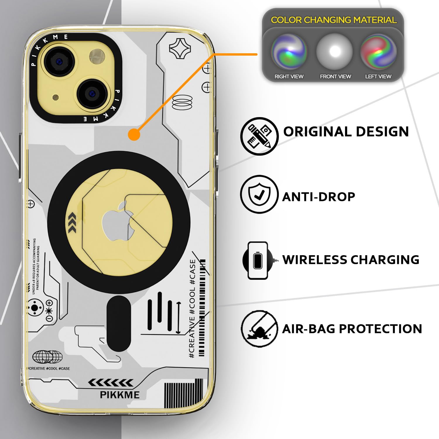 Pikkme iPhone 14 Printmagsafe Back Cover (White)