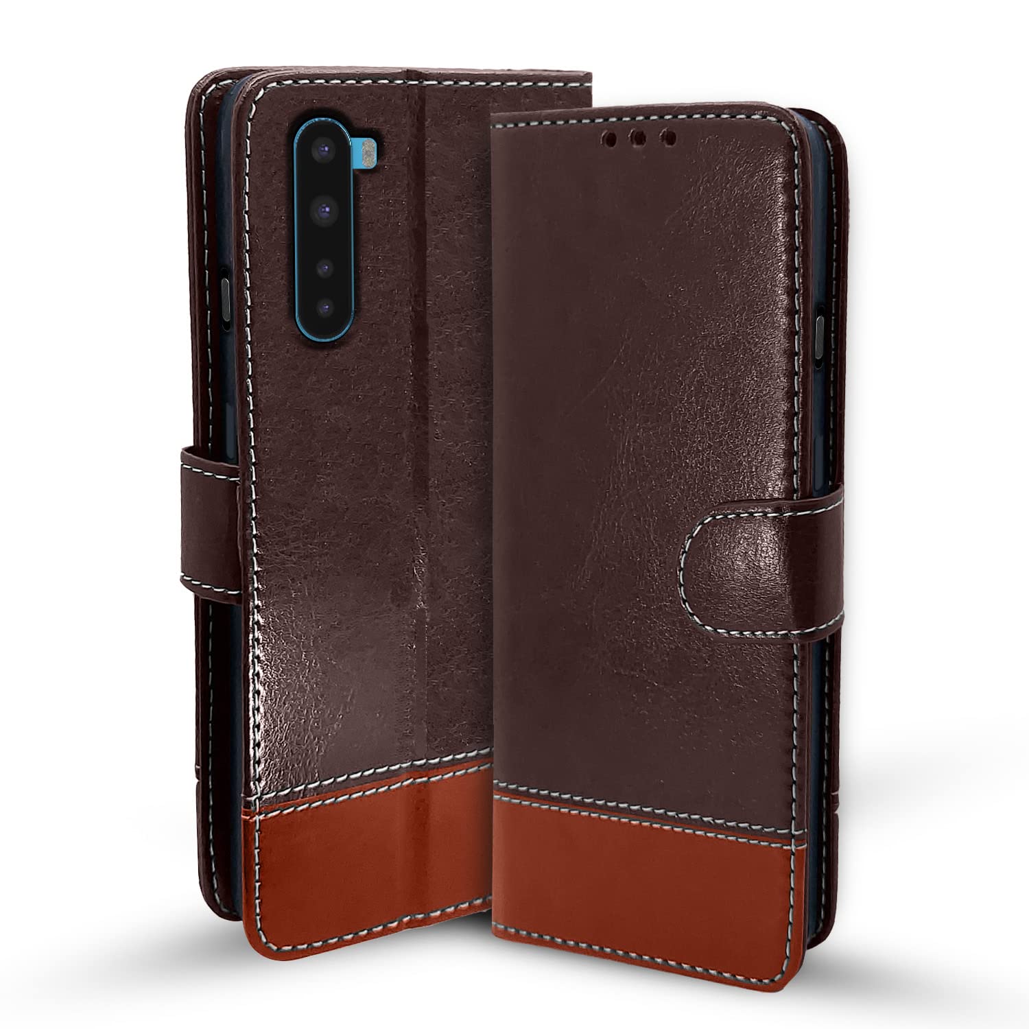 Pikkme OnePlus Nord (2020) Magnetic coffee & brown flip case