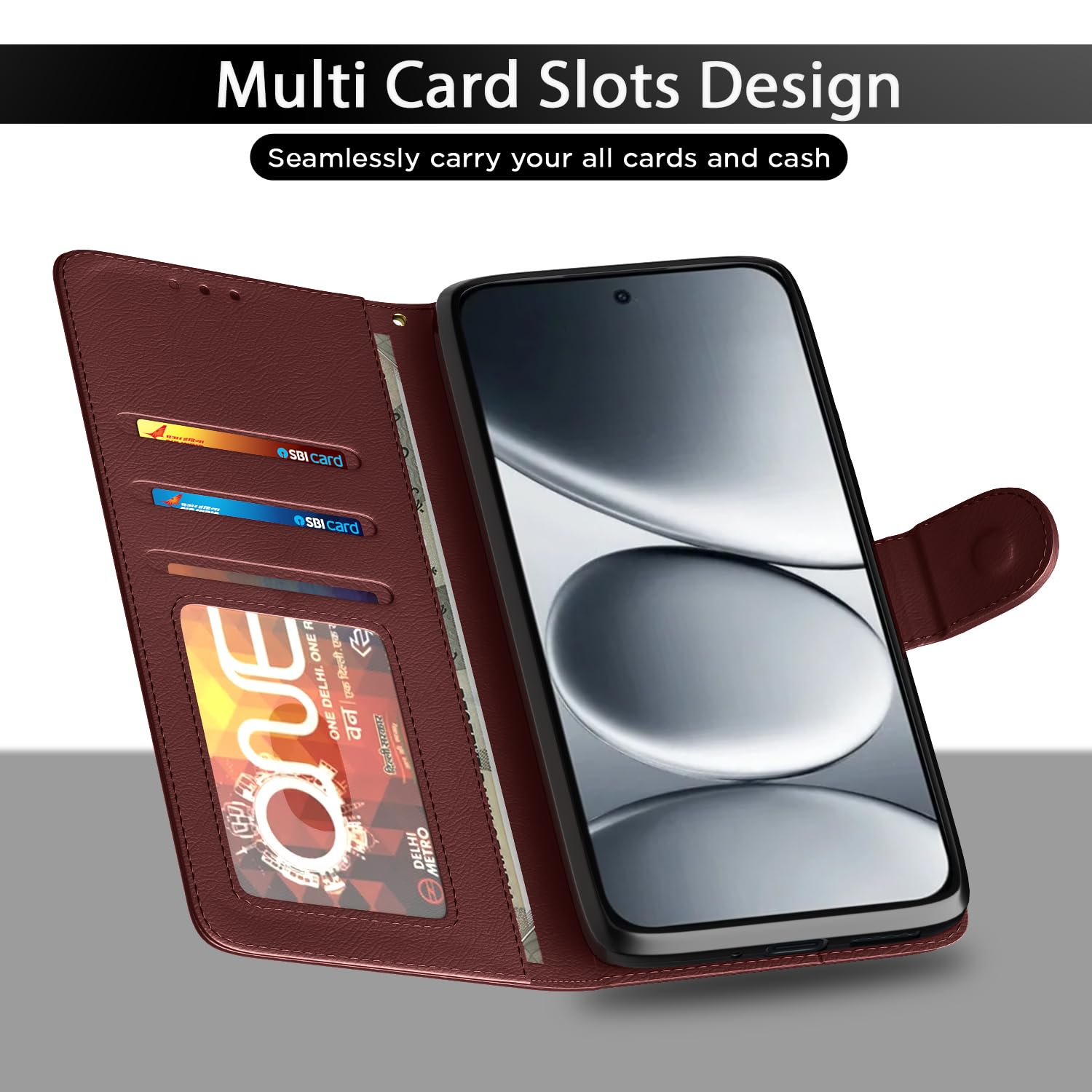 Pikkme brown Wallet flip cover for Redmi Note 15 Pro 5G – photo 5