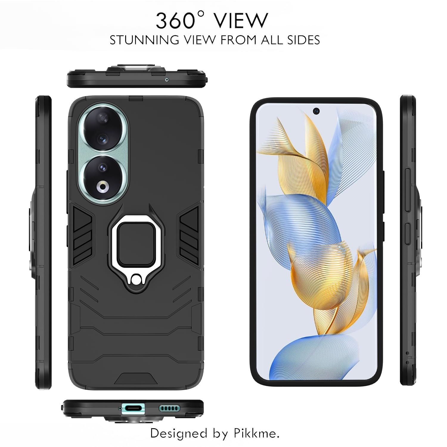Pikkme Honor 90 5G D5 Tough Armor Back Cover | Black