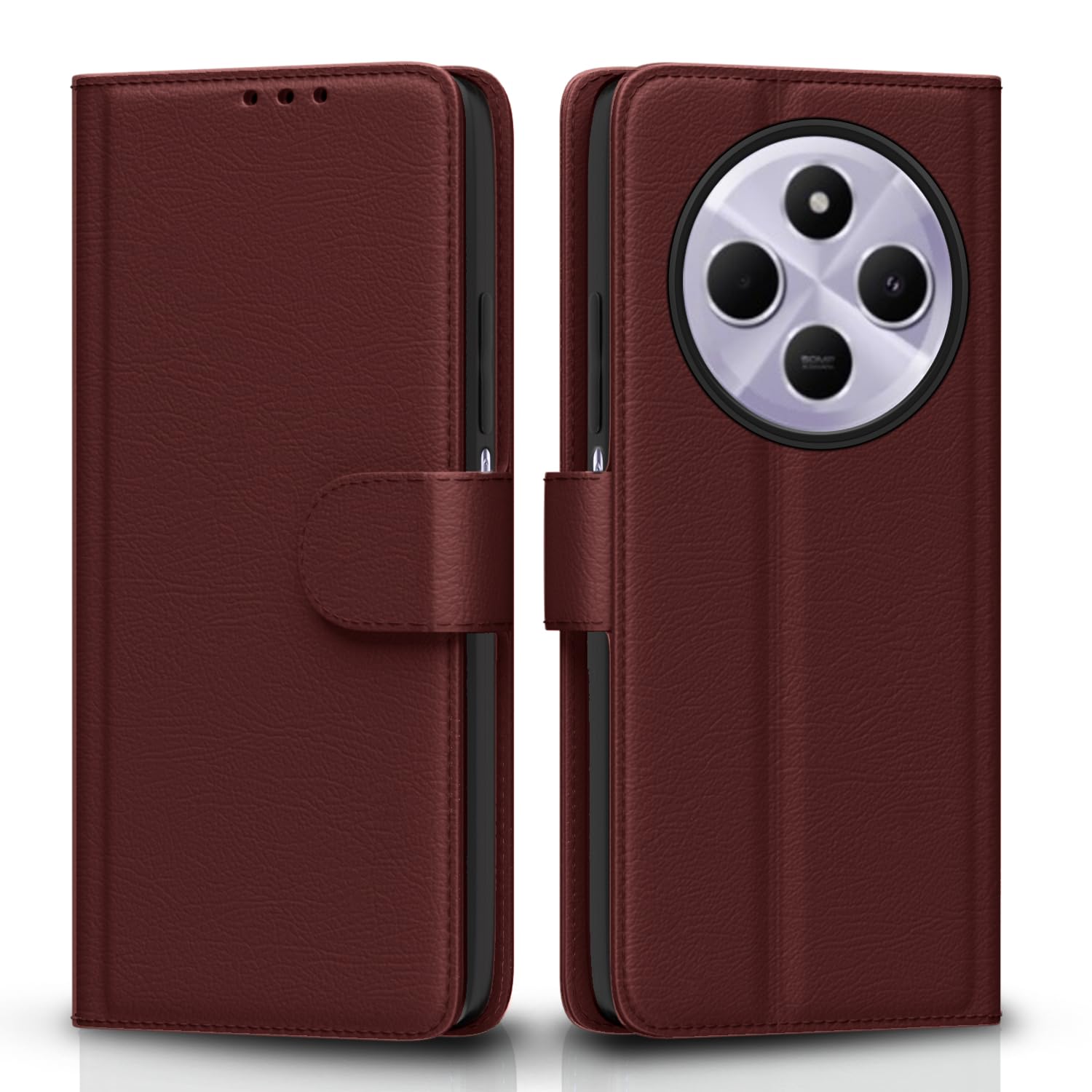 Pikkme brown Wallet mobile flip cover for Poco M7 5G