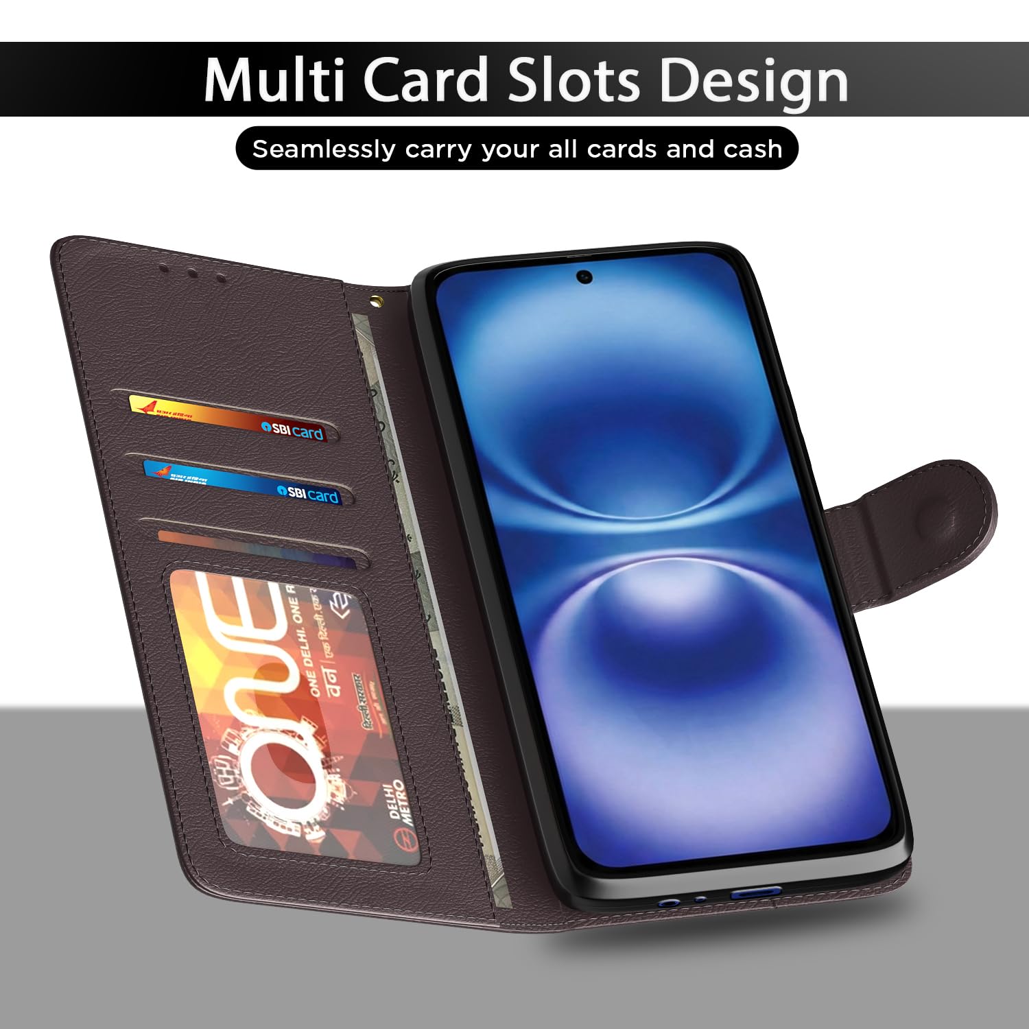 Infinix Smart 20 wallet flip cover in coffee by Pikkme – photo 5