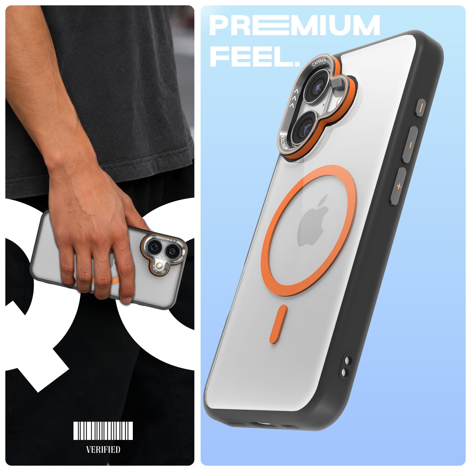 Pikkme iPhone 17 black & orange mag-safe phone cover – photo 2