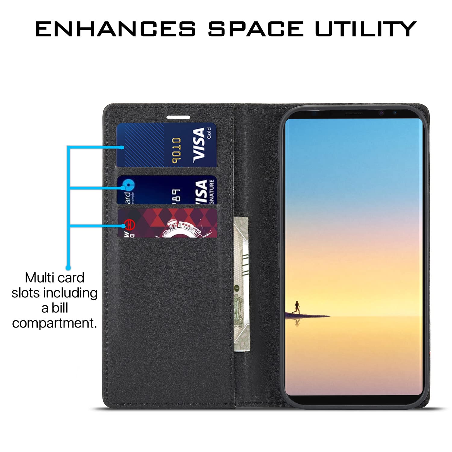 Samsung Note 8 flip case in black by Pikkme – photo 3