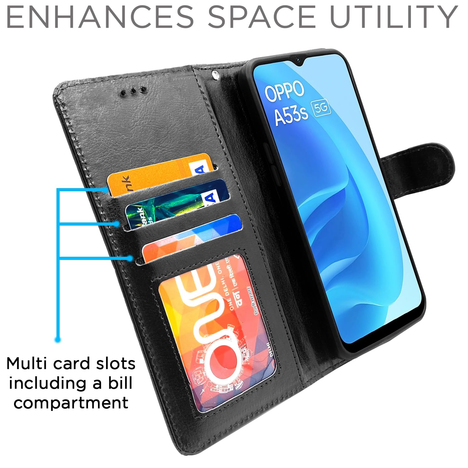 Pikkme black Wallet flip cover for Oppo A53s 5G – photo 5