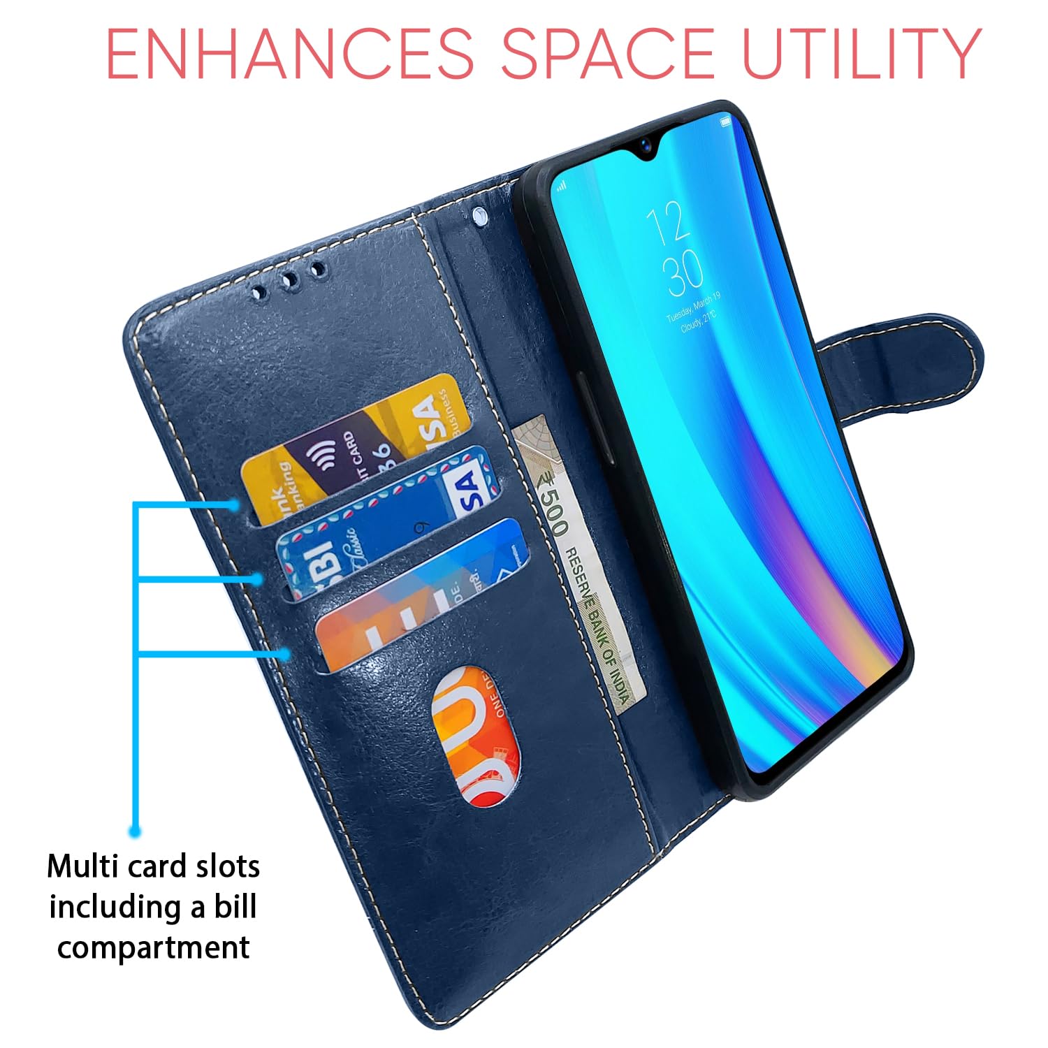 Pikkme blue & brown flip cover for Realme 3 Pro – photo 4