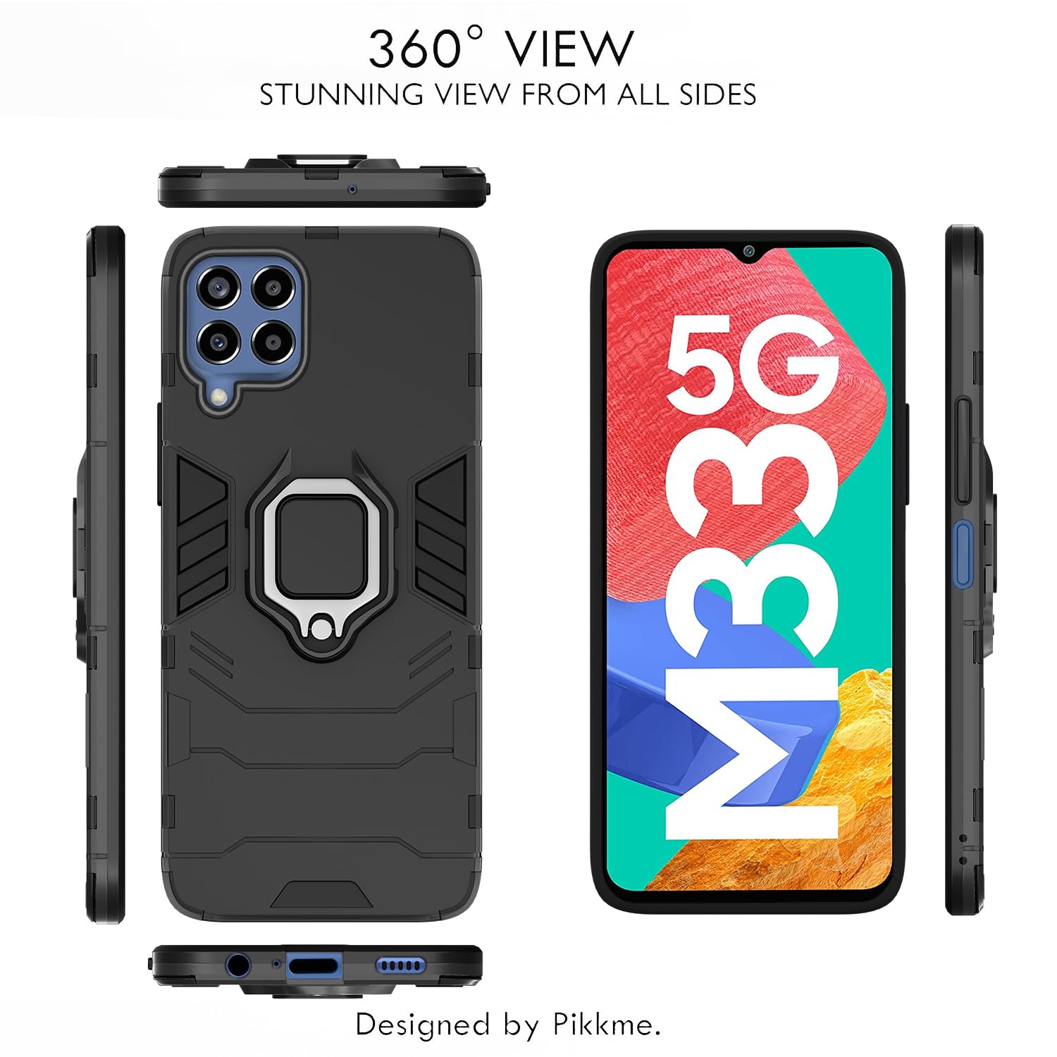 Pikkme Samsung Galaxy M33 5G D5 Tough Armor Back Cover | Black