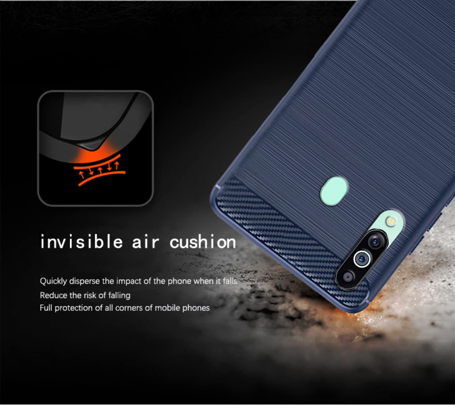 Pikkme Samsung Galaxy M40 Hybrid Carbon Fiber Back Cover | Blue