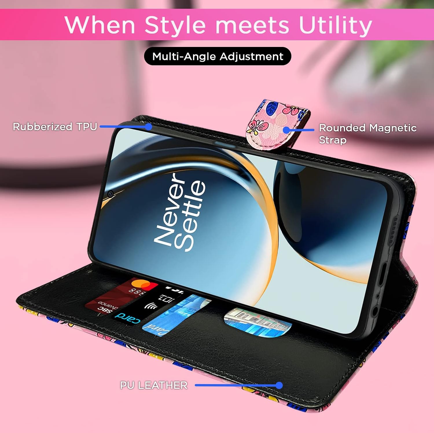 Pikkme OnePlus Nord Ce 3 Lite 5G Flower Flip Cover (Pink)