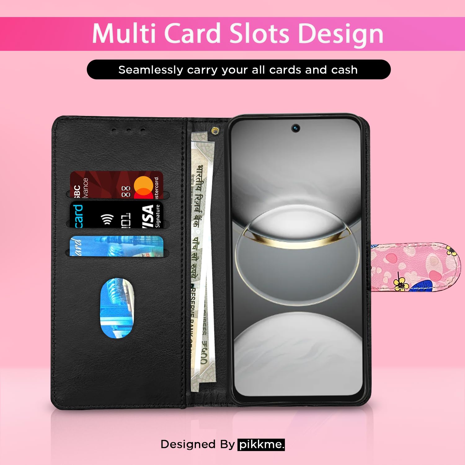 Pikkme Tecno Spark 30C 5G Wallet pink flower flip case – photo 2