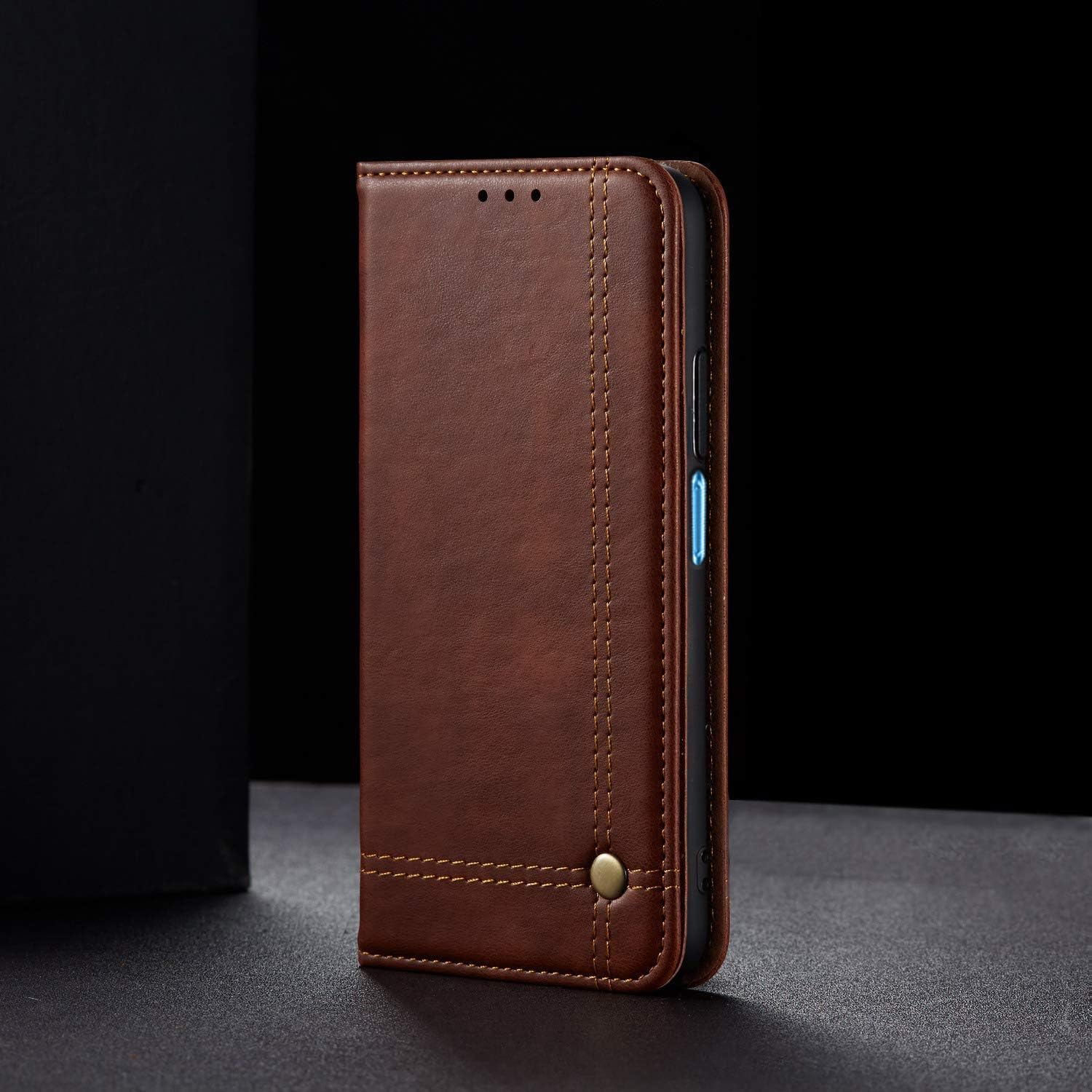Pikkme Redmi 12 4G Prime Premium Leather Magnetic Flip Cover (Brown)