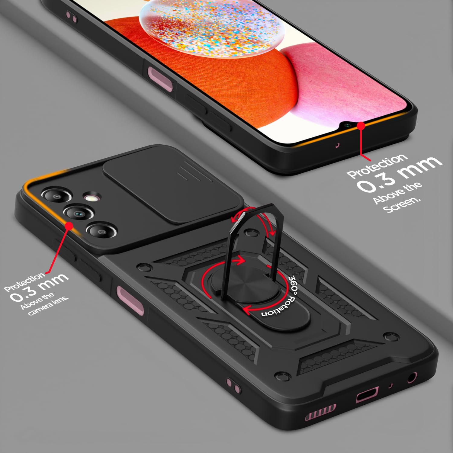 Pikkme black phone cover for Samsung A14 4G/A14 5G/360 – photo 4