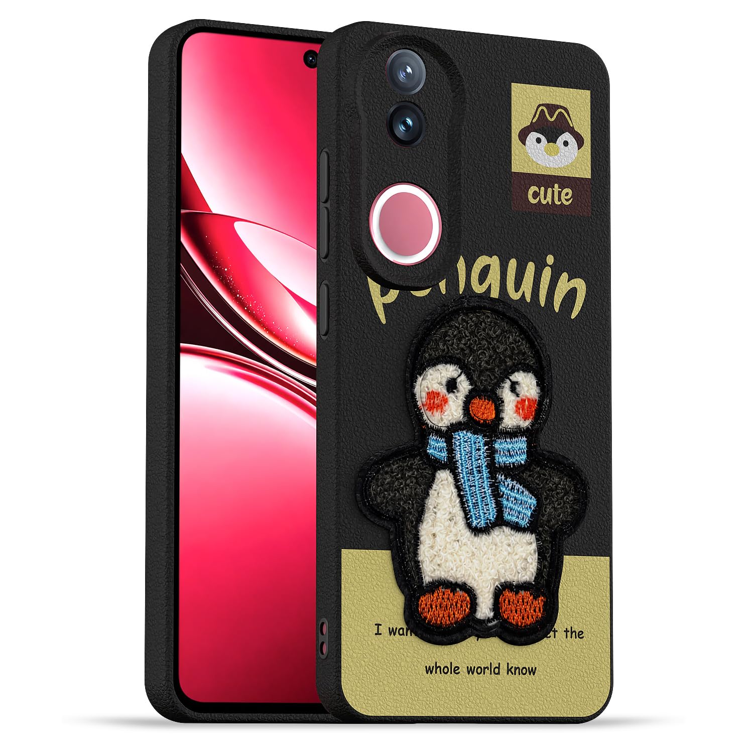 iQOO Z10R/Vivo V50/V50e/T4R 5G Plush Patch phone cover in black by Pikkme