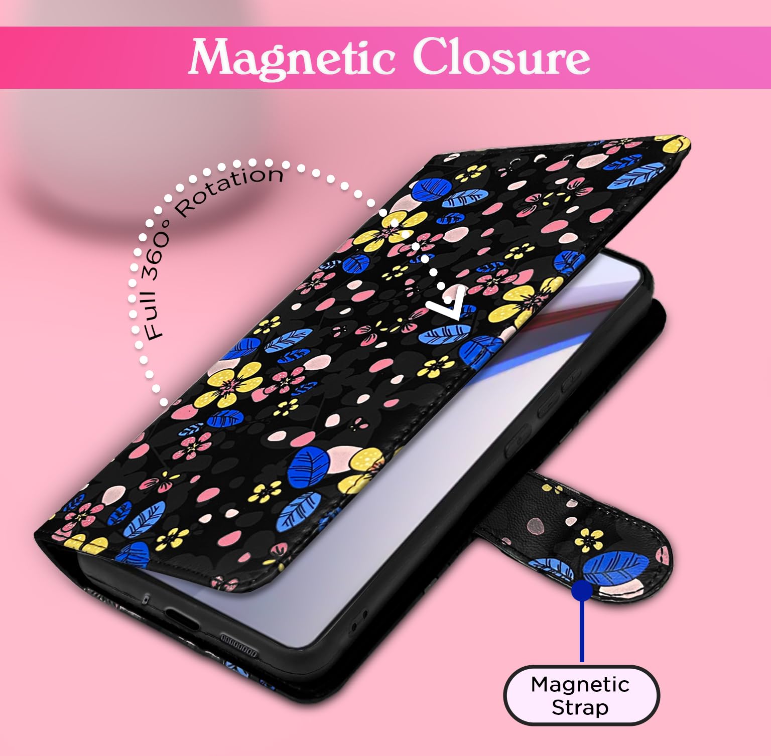 Pink flower flip cover for iQOO 12 5G – Pikkme – photo 2