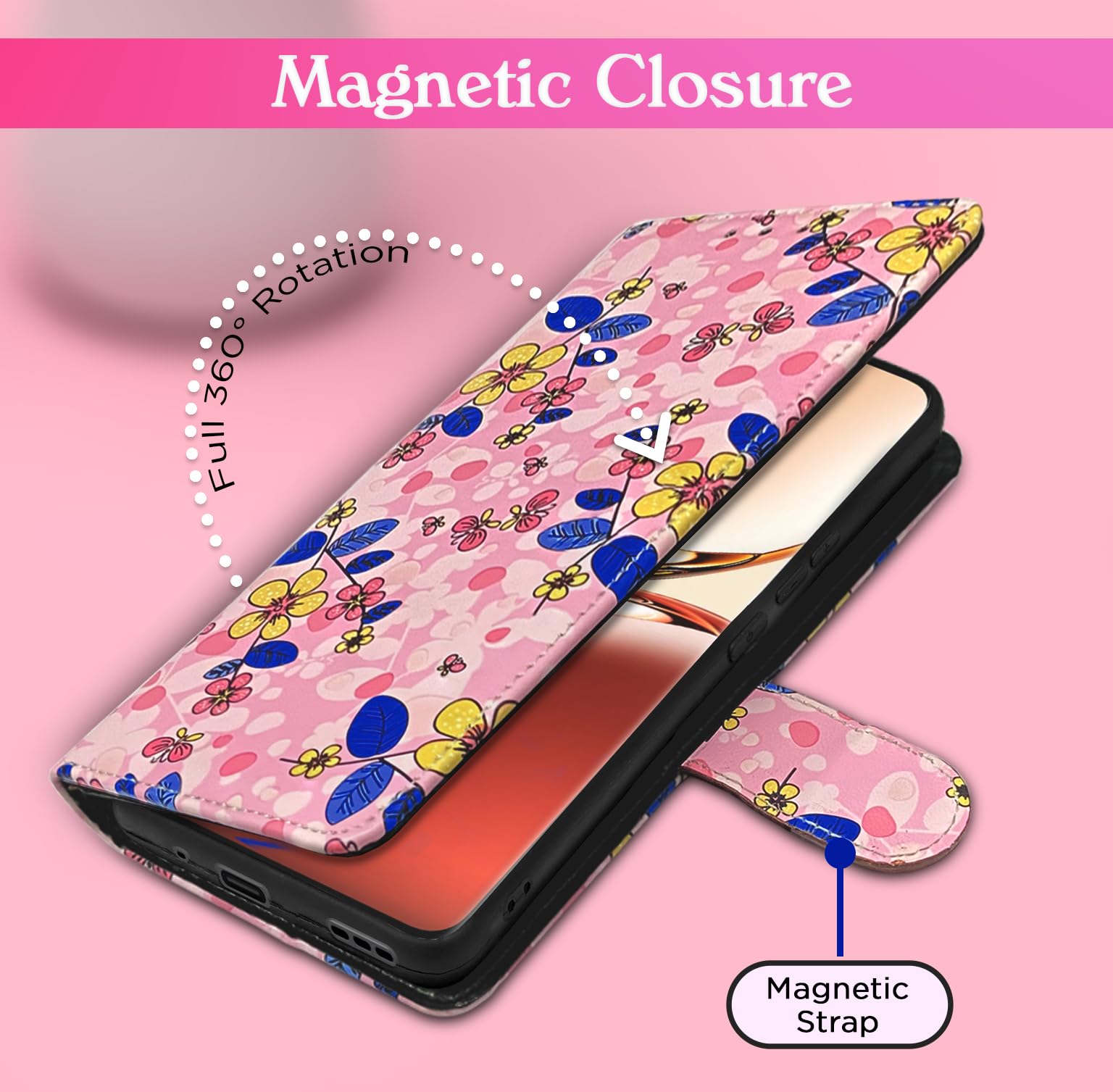 Pikkme Oppo F27 Pro Plus 5G Wallet pink flower flip case – photo 6