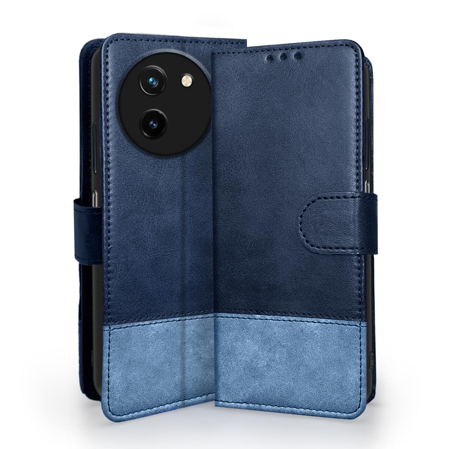 Vivo T3x/Y200i 5G Magnetic flip cover in navy & light blue by Pikkme