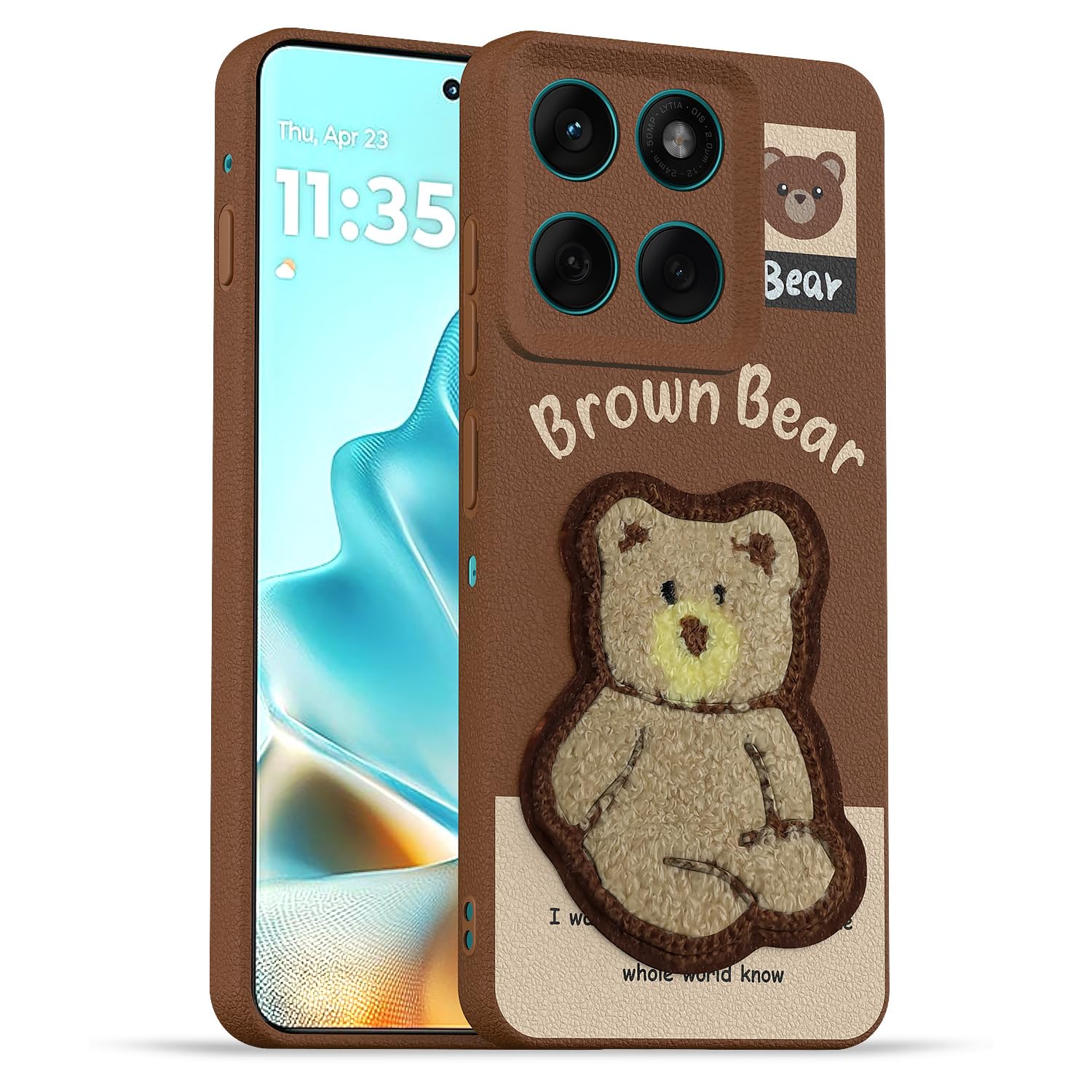 Brown Plush Patch phone cover for Moto Edge 60 Pro 5G – Pikkme