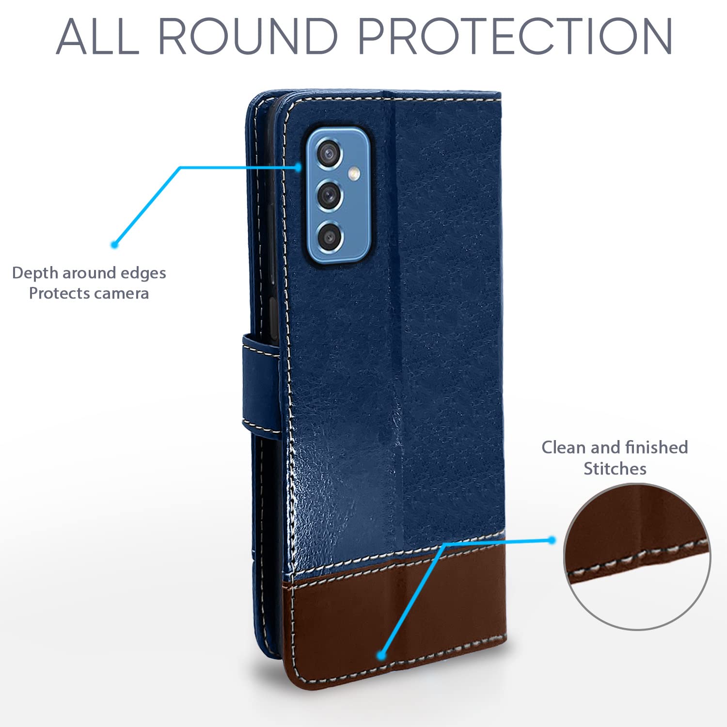Blue & brown Magnetic flip cover for Samsung M52 5G – Pikkme – photo 4
