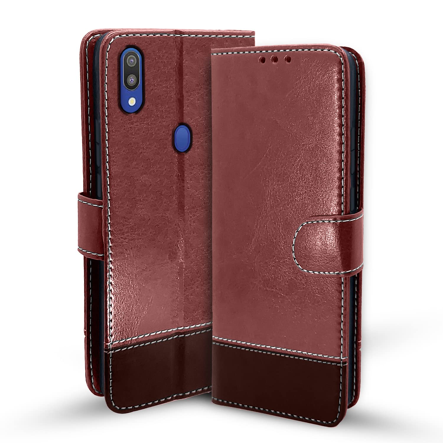 Samsung M20 flip case in brown & coffee by Pikkme