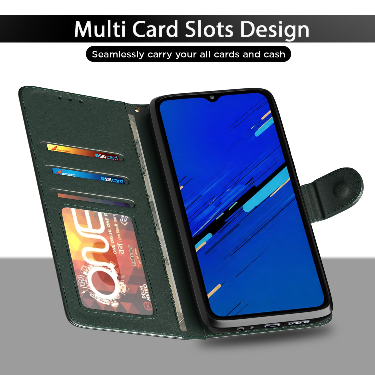 Green Wallet wallet flip cover for Redmi 15A 5G – Pikkme – photo 5