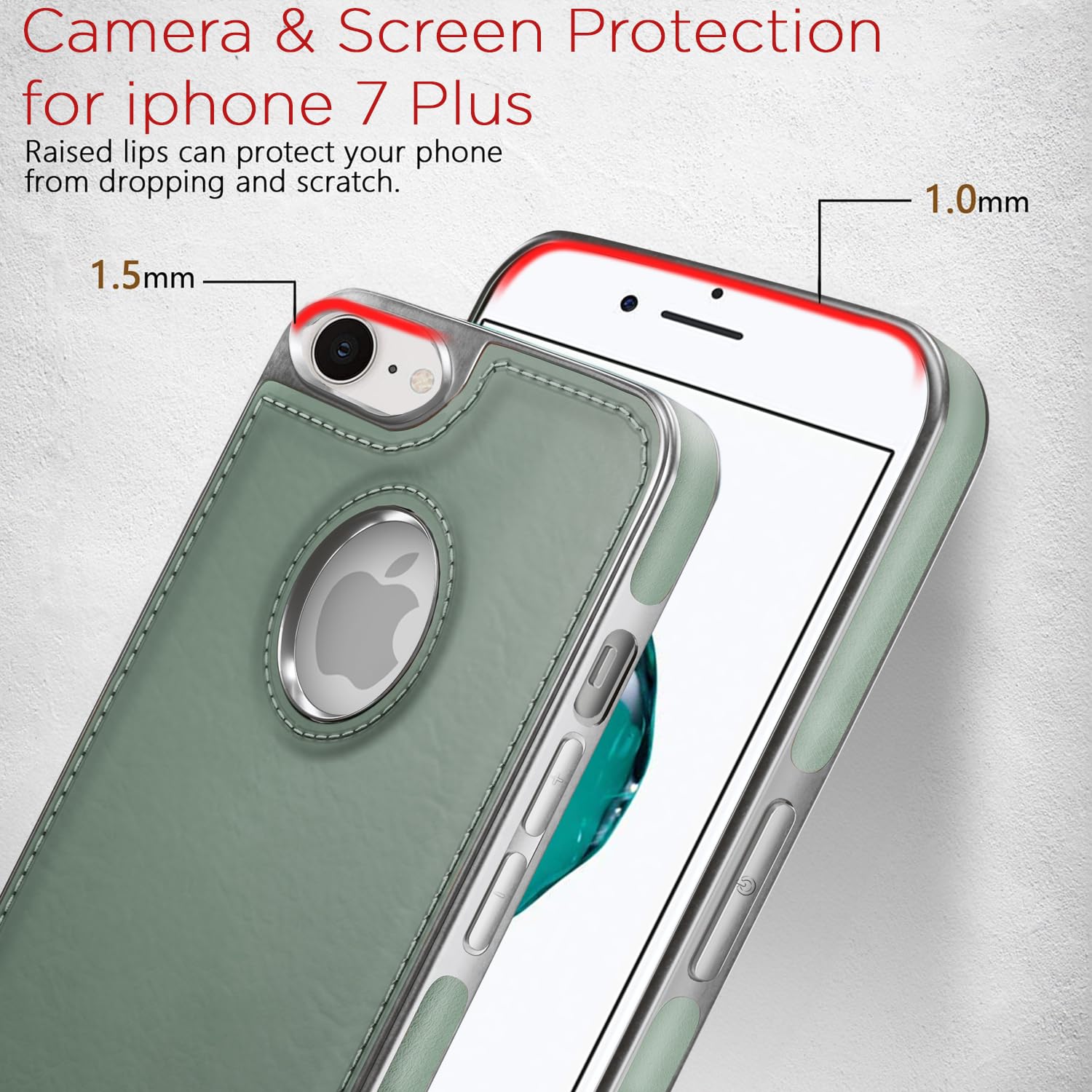 Pikkme iPhone 7/8 Silver Electroplated Chrome Leather Back Cover (Green)