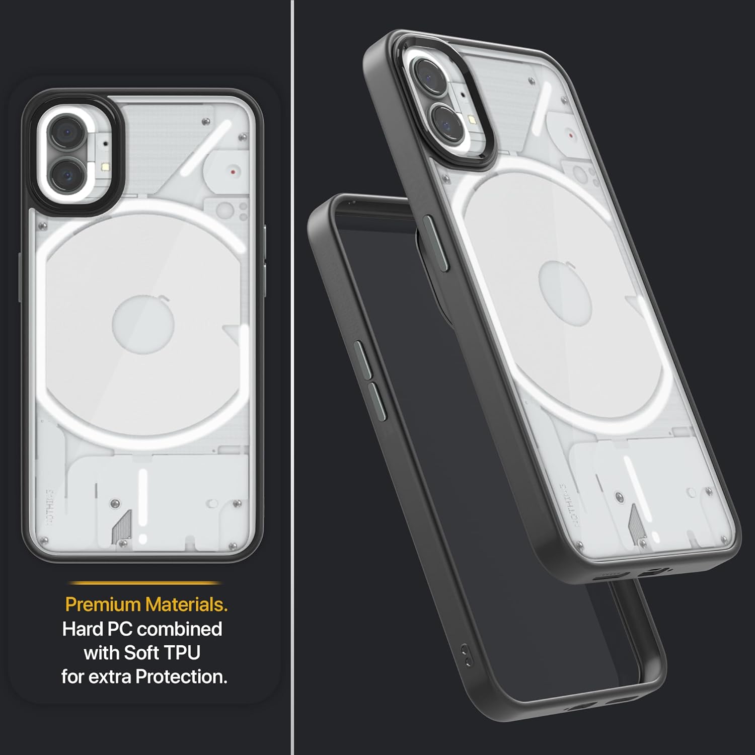 Pikkme Nothing Phone 1 Metal Chrome Ring Back Case (Black)
