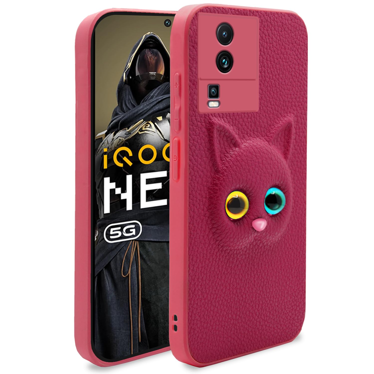 Pikkme iQOO Neo 7 Pro 5G Kitty Back Cover (Pink)