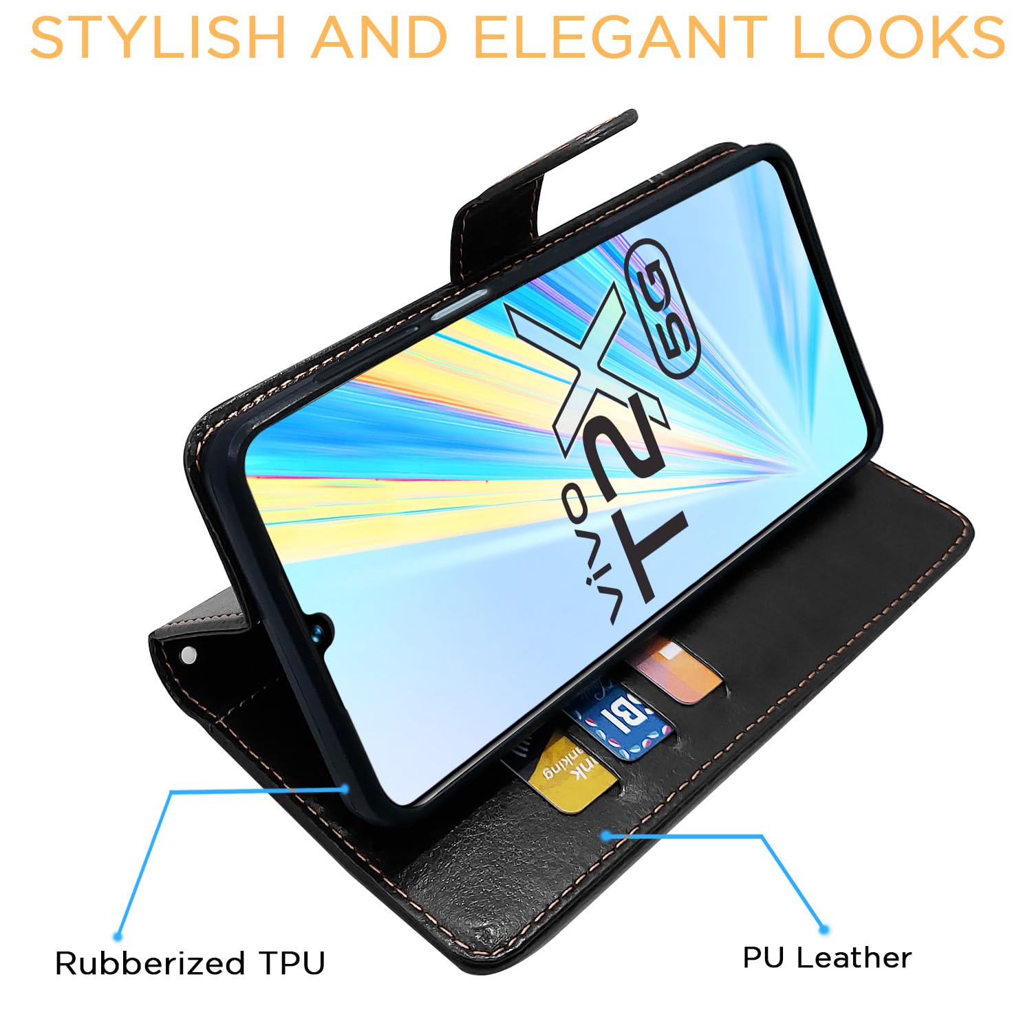 Pikkme black & brown mobile flip cover for Vivo T2X/Y16/Y56 5G – photo 5
