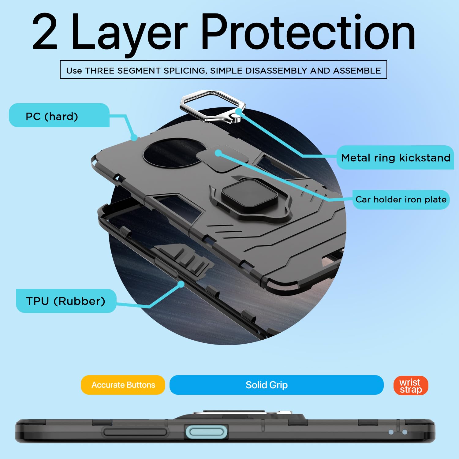 OnePlus 7T D5 Tough Armor mobile cover in black by Pikkme – photo 2