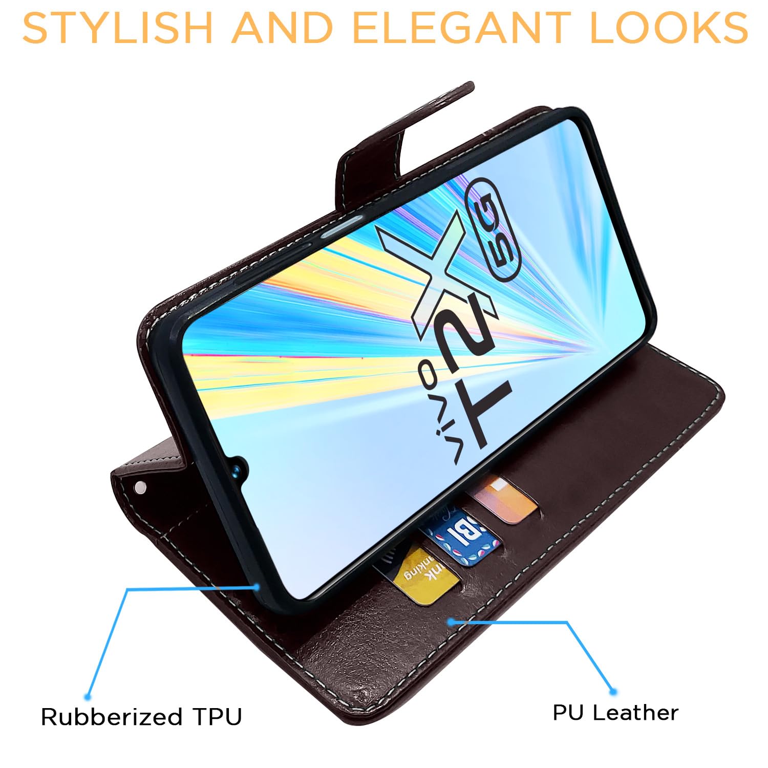 Coffee & brown Magnetic flip cover for Vivo T2X/Y16/Y56 5G – Pikkme – photo 5