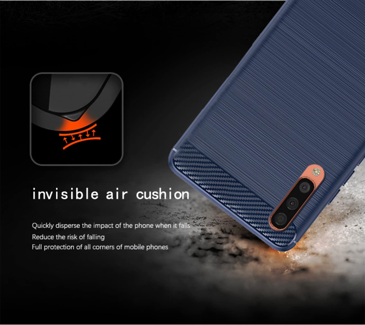 Pikkme Samsung Galaxy A50 / A50s / A30s Hybrid Carbon Fiber Back Cover | Blue