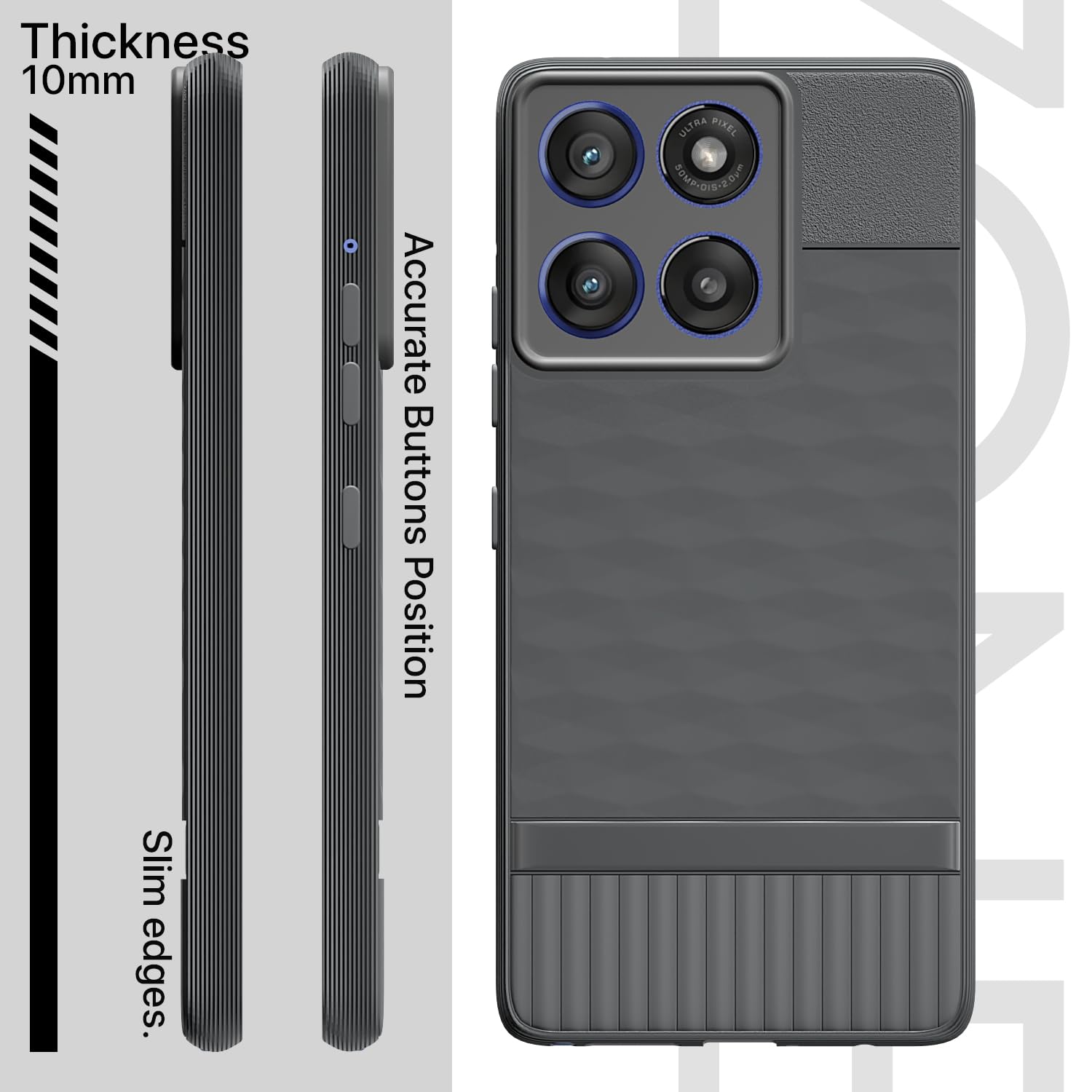 Pikkme Motorola Moto Edge 60 Stylus 5G Gencase Back Cover (Grey)