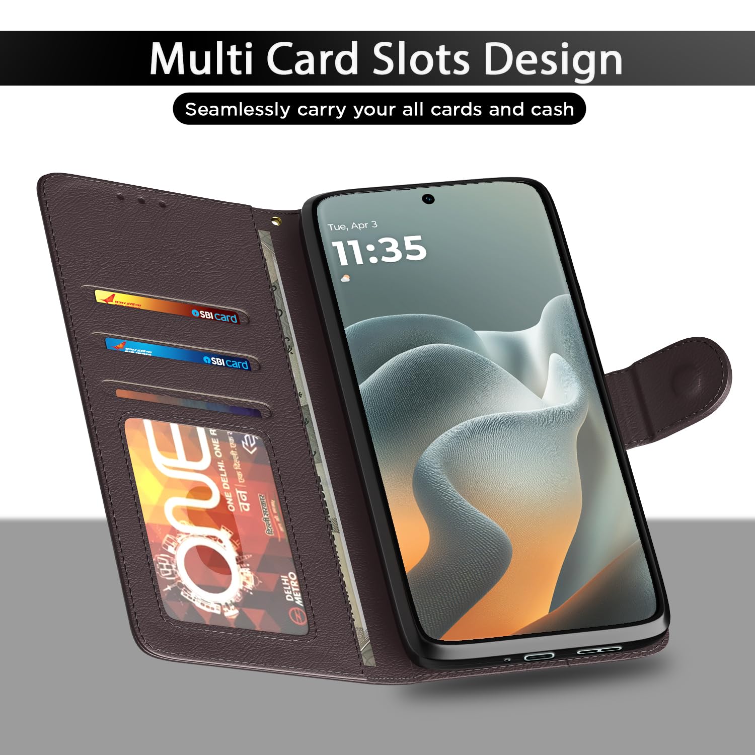 Moto Edge 70 Fusion 5G mobile flip cover in coffee by Pikkme – photo 5