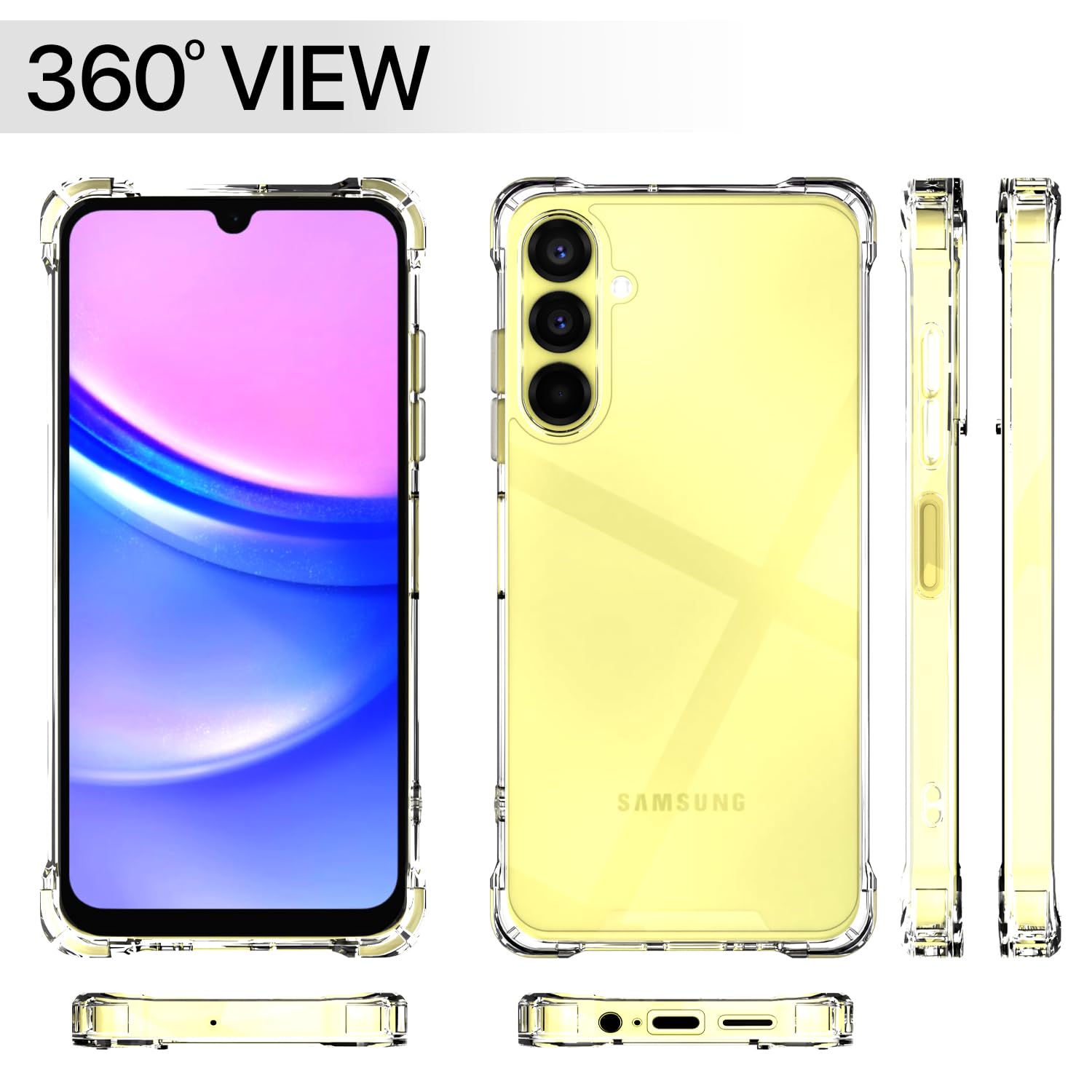 Pikkme Samsung Galaxy A15 5G PC + TPU Crystal Clear Transparent Back Cover (Transparent)