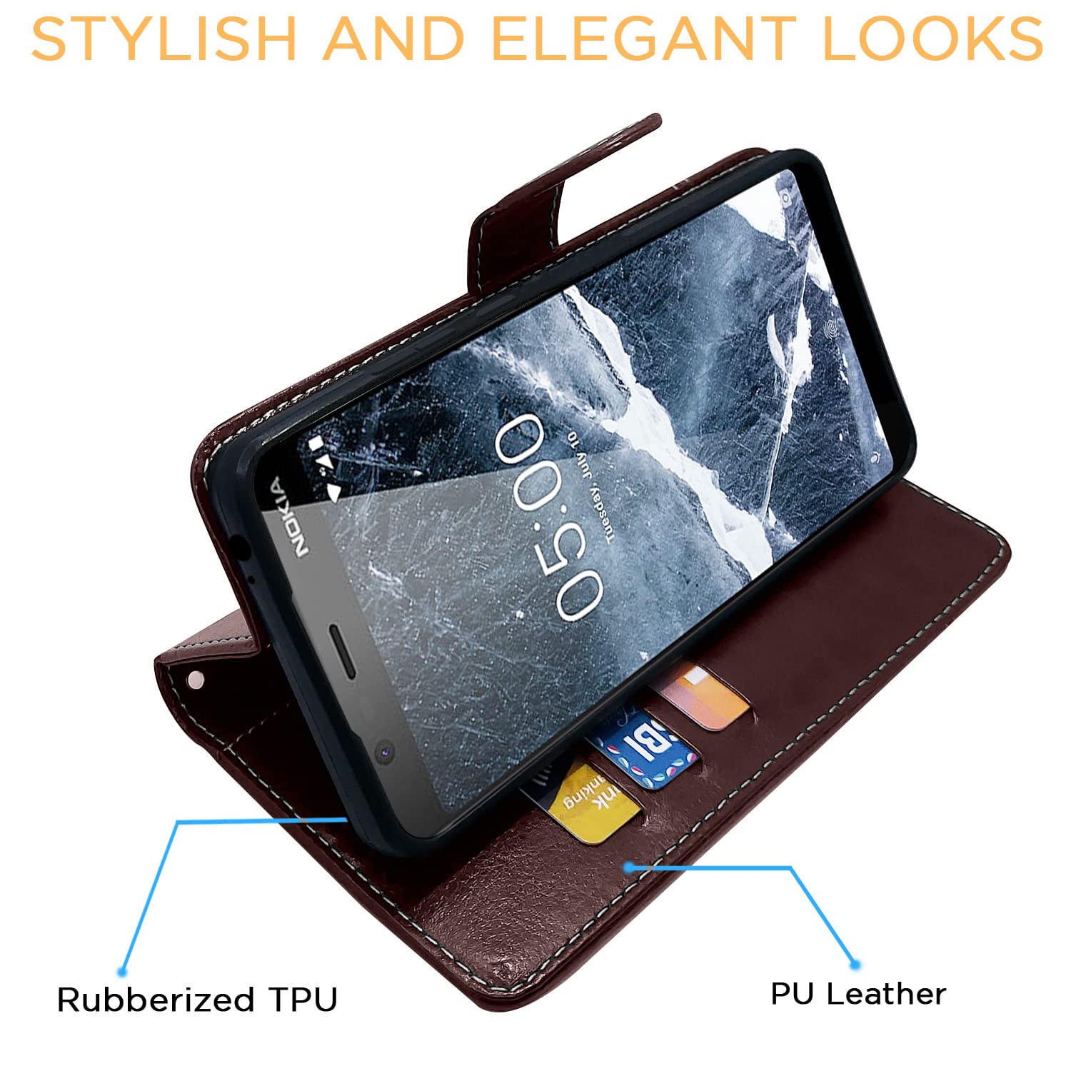 Coffee & brown Magnetic flip cover for Nokia 5.1 Plus/5.1 – Pikkme – photo 5