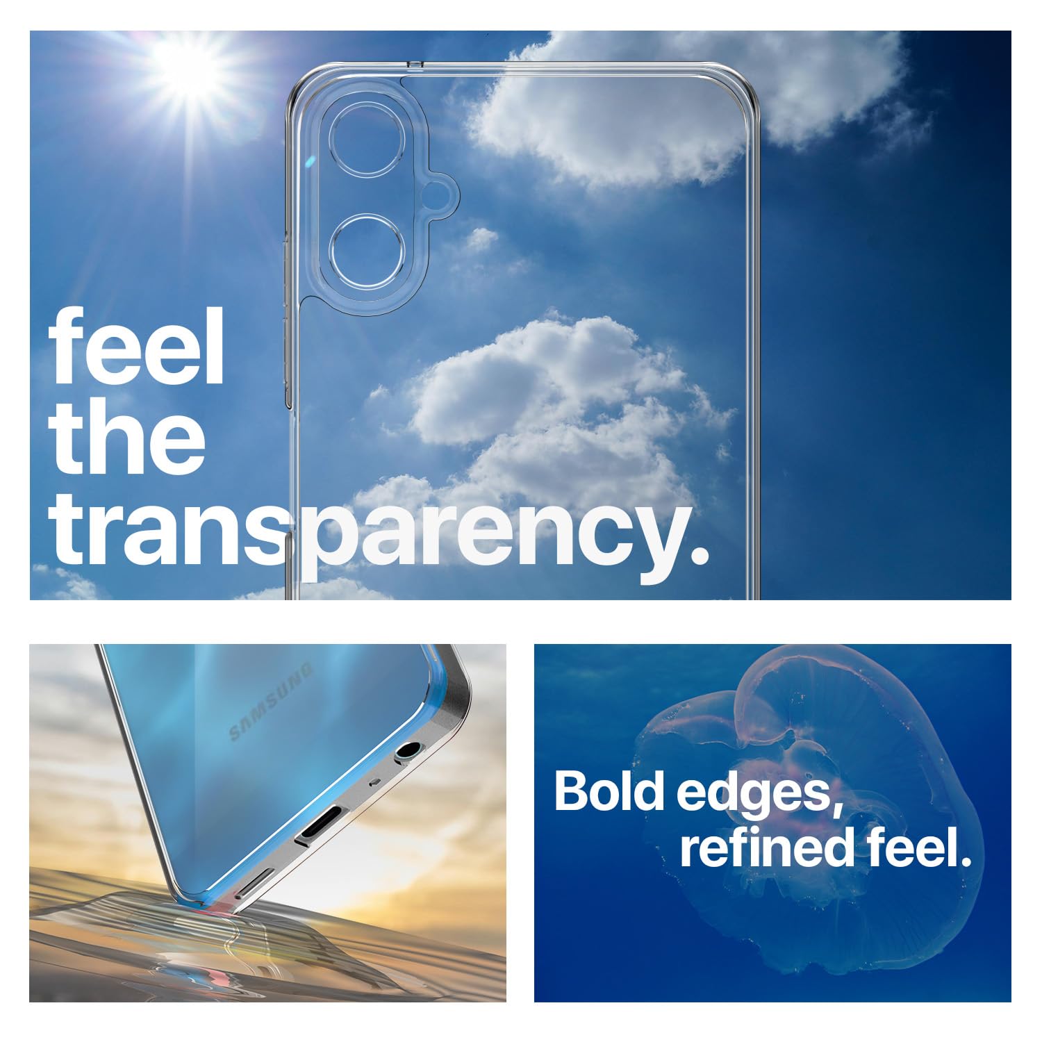 Pikkme Samsung Galaxy F06 5G Crystal Clear Hard Back PC + TPU Back Cover (Transparent)