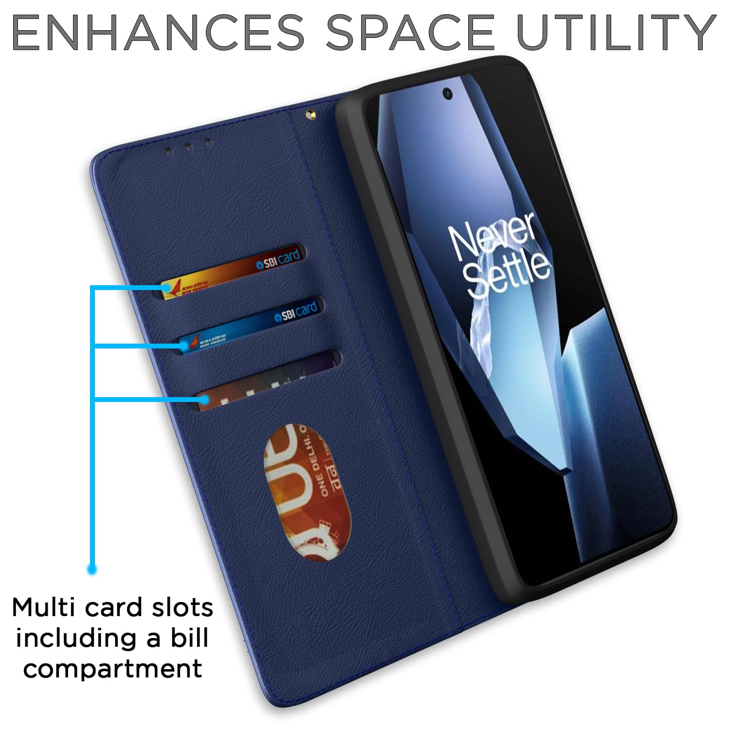 Pikkme blue mobile flip cover for OnePlus 13R 5G – photo 3