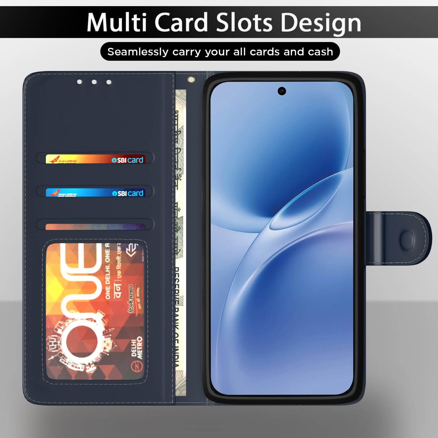 Blue mobile flip cover for Vivo V70 FE 5G – Pikkme – photo 5
